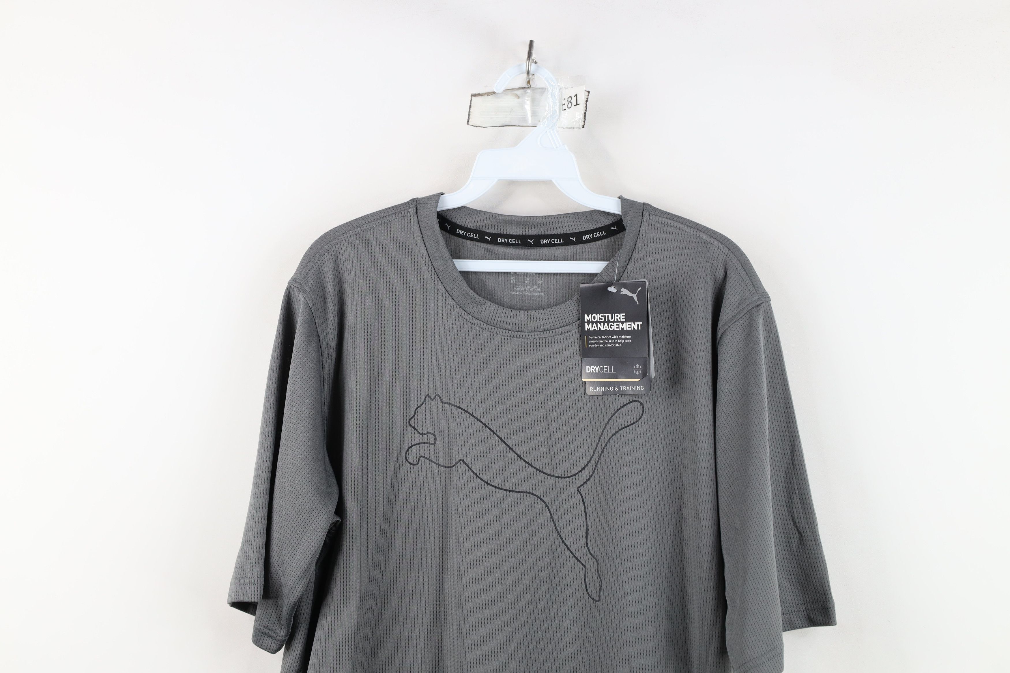 Puma New Puma Logo Knit Short Sleeve Training Gym T-Shirt Gray Size US M / EU 48-50 / 2 - 2 Thumbnail