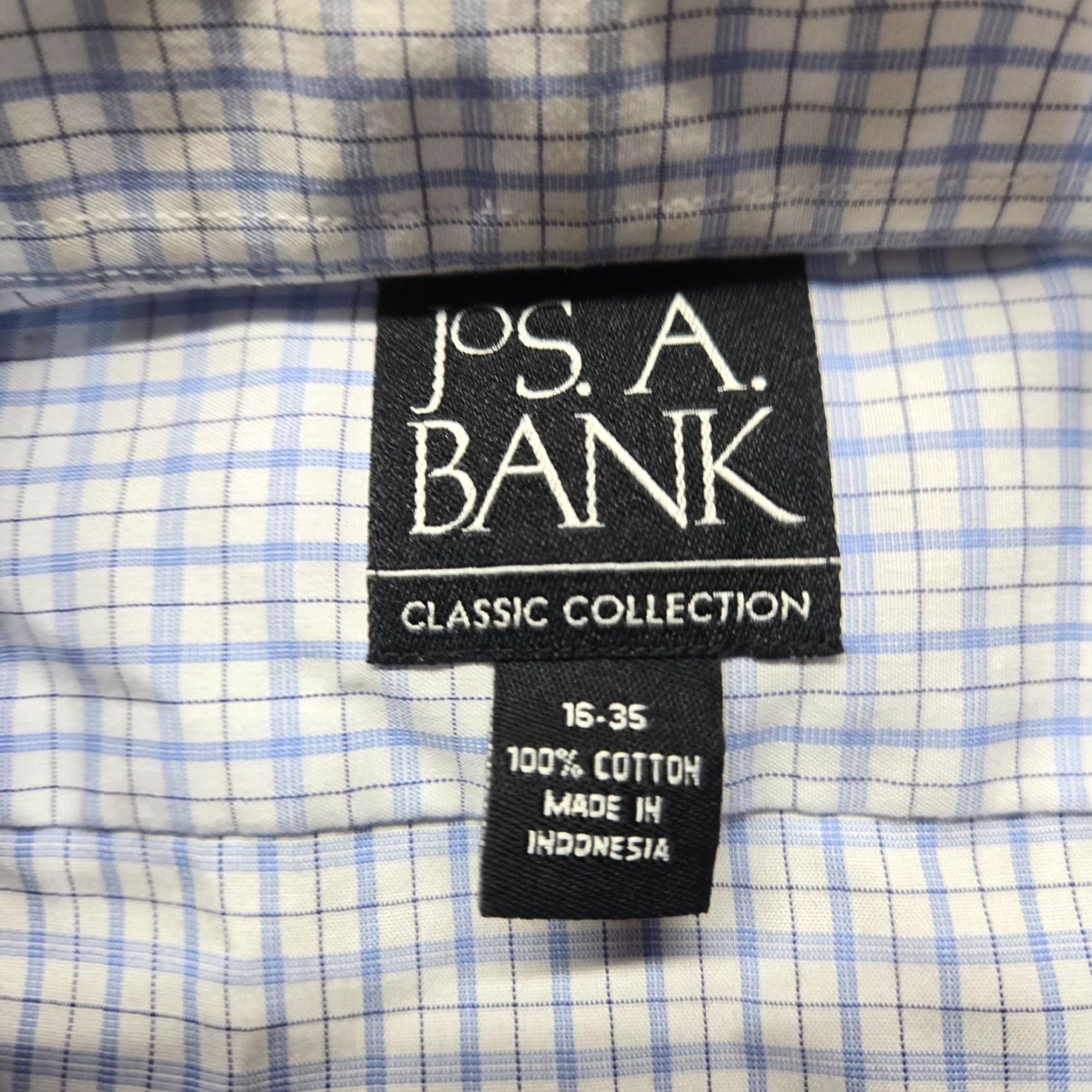 Jos. A. Bank Jos A Bank Traveler Shirt White Blue Check Plaid Button Up Dress Adult Men 16 35 Shirt Men 16 Blue Plaid Button-Up DIY Size 42R - 3 Thumbnail