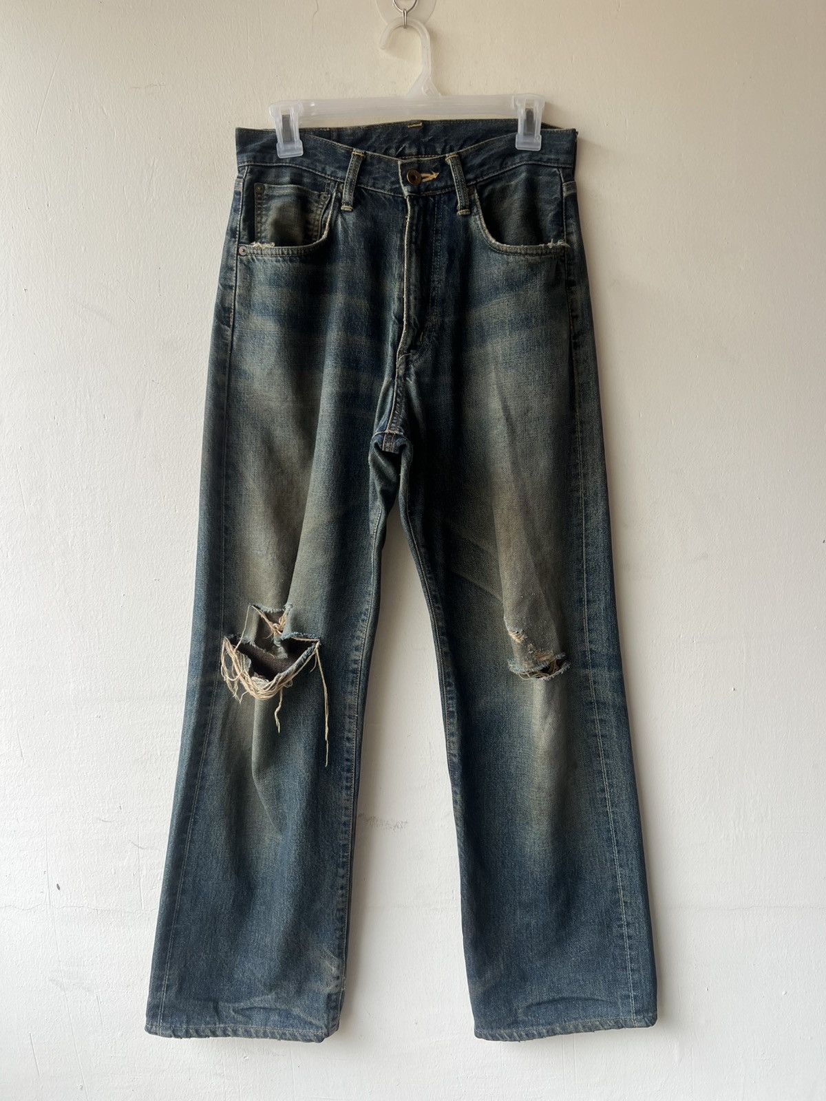 Edwin Vintage Y2K 2000s Edwin Aging Dirty Mud Denim Selvedge Jeans Size US 29 - 9 Thumbnail