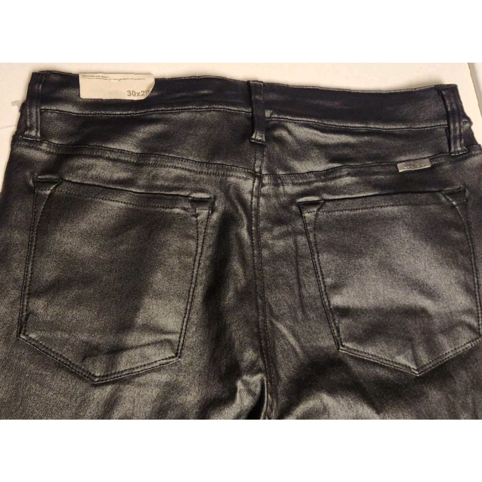 Vintage KanCan Pants Womens 30x29 Black Faux Leather Skinny High Rise Rayon NEW NWT Size 30" / US 8 / IT 44 - 5 Thumbnail