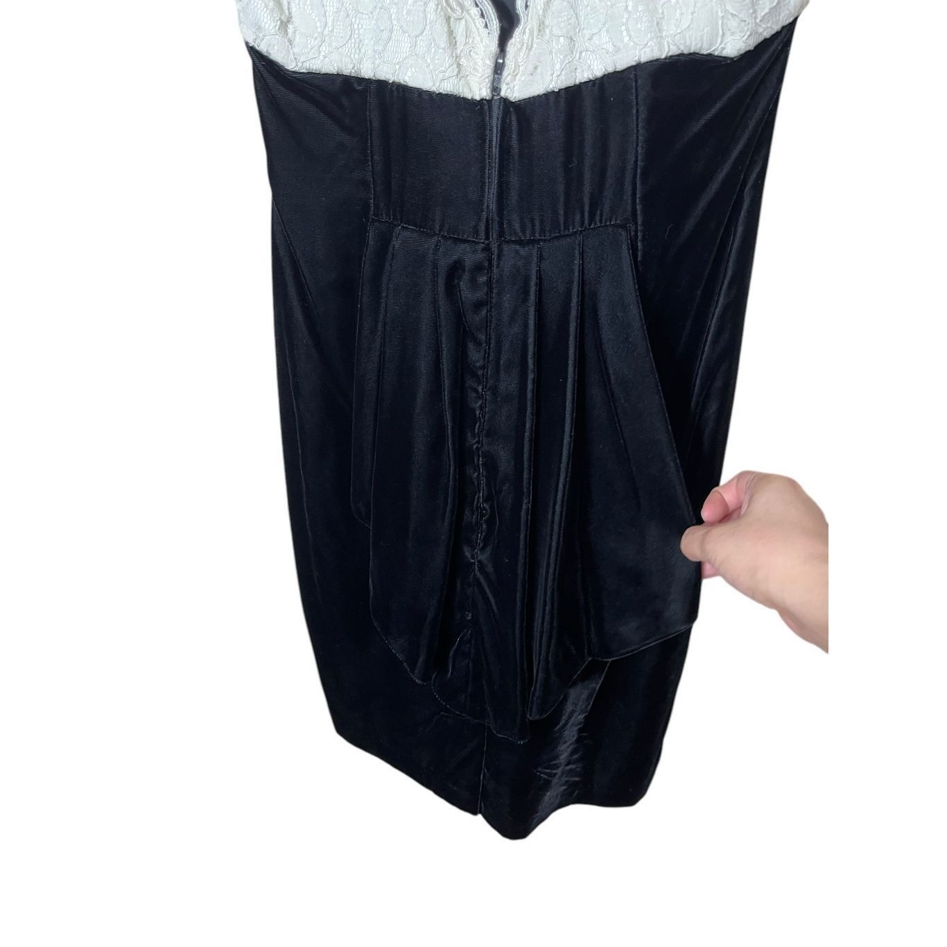 Other Vintage Scott McClintock Black White Lace Velvet Formal Dres Size L / US 10 / IT 46 - 8 Thumbnail