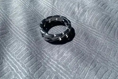 Jewelry x Vintage Stainless Steel Cuban Link Ring in Silver, Men's