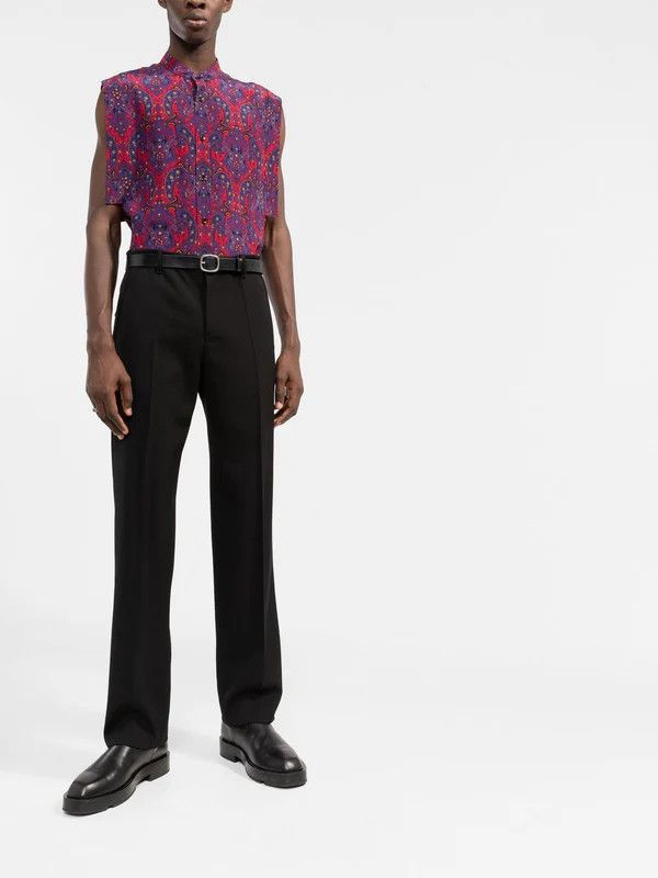 Saint Laurent Paris o1b1hav111224 Sleeveless Shirt Printed Paisley Crepe Chine Size US XL / EU 56 / 4 - 3 Thumbnail