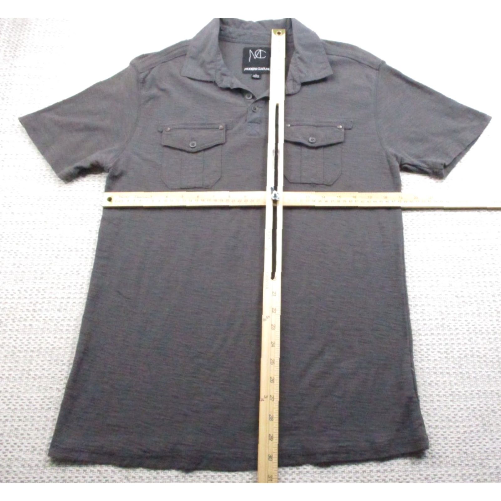 Vintage Modern Culture Polo Shirt Mens L Gray Concrete Wash Pocket Button Casual Shirt Size US L / EU 52-54 / 3 - 2 Thumbnail