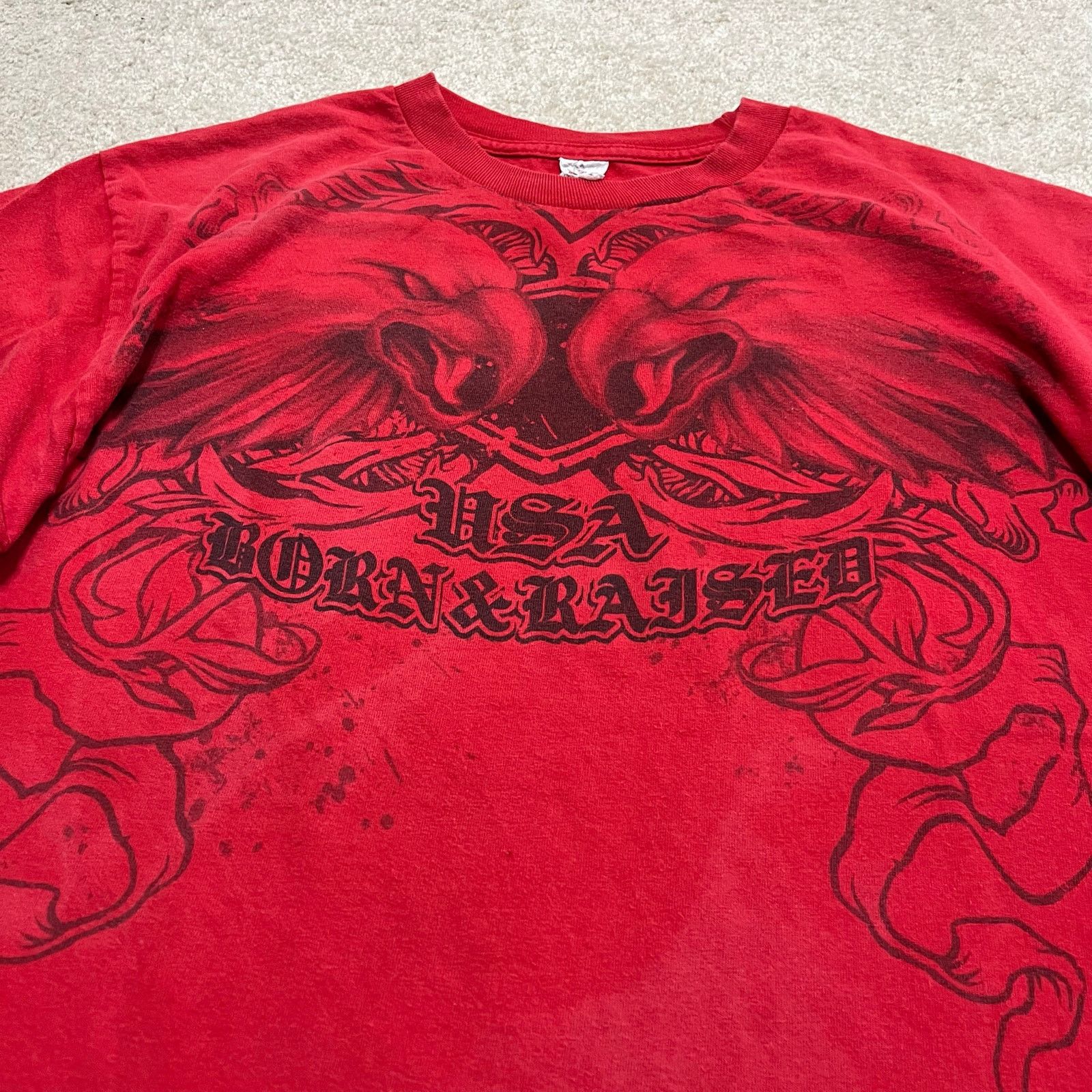 Other Y2K USA Born and Raised Eagle Red/Black Graphic Shirt Large Size US L / EU 52-54 / 3 - 3 Thumbnail
