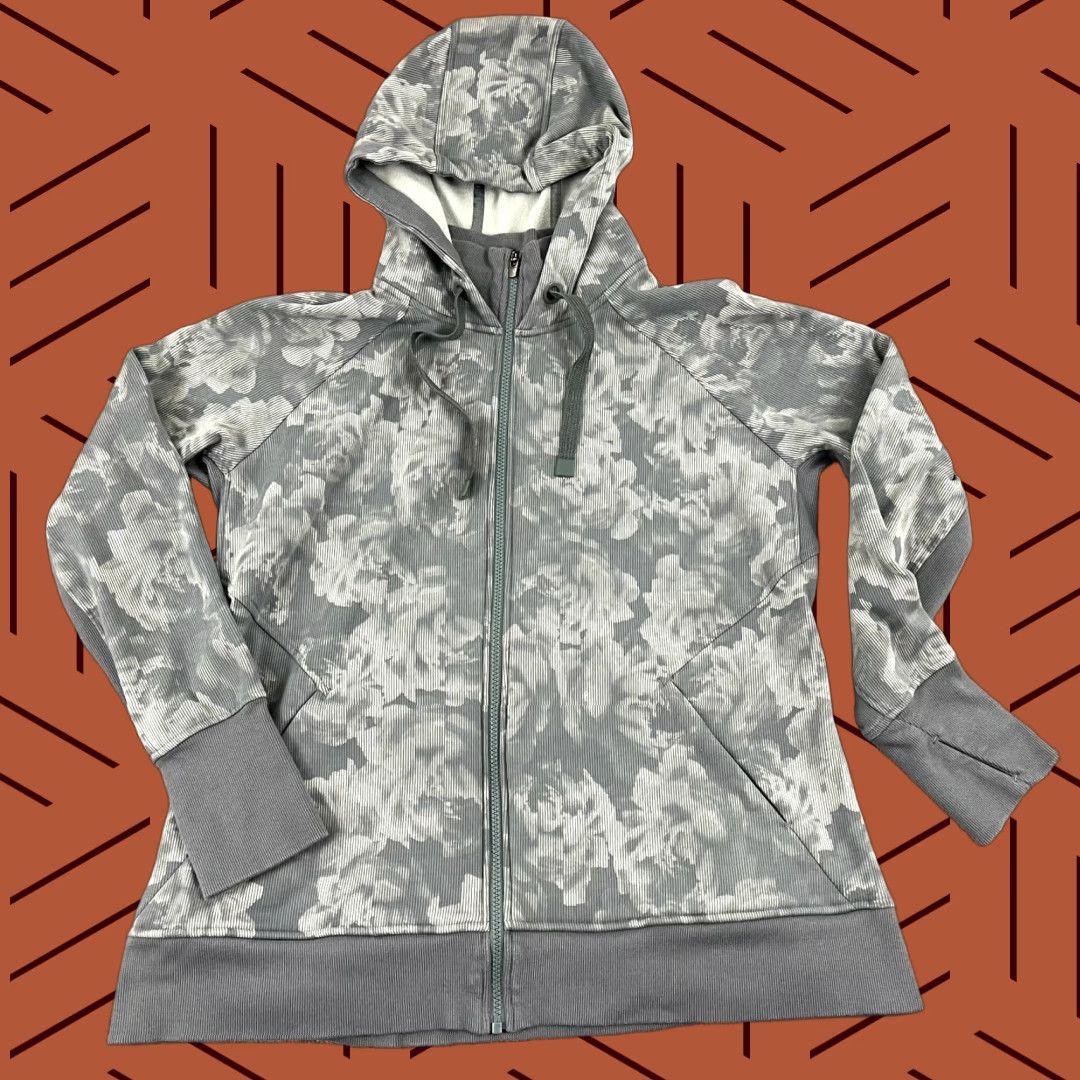 Athleta Athleta Jacket Womens 1X Floral Printed Full Zip Hooded Athleisure Green Size XL / US 12-14 / IT 48-50 - 1 Thumbnail