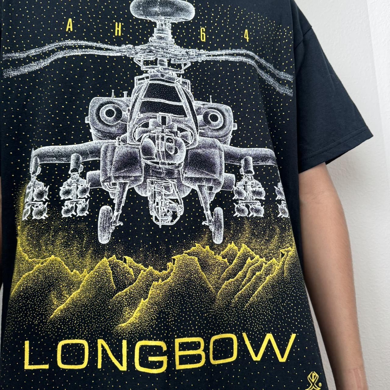 Vintage Vintage 1990 Black Hawk 'Longbow' Plane Graphics Tee Shirt Size US M / EU 48-50 / 2 - 3 Thumbnail