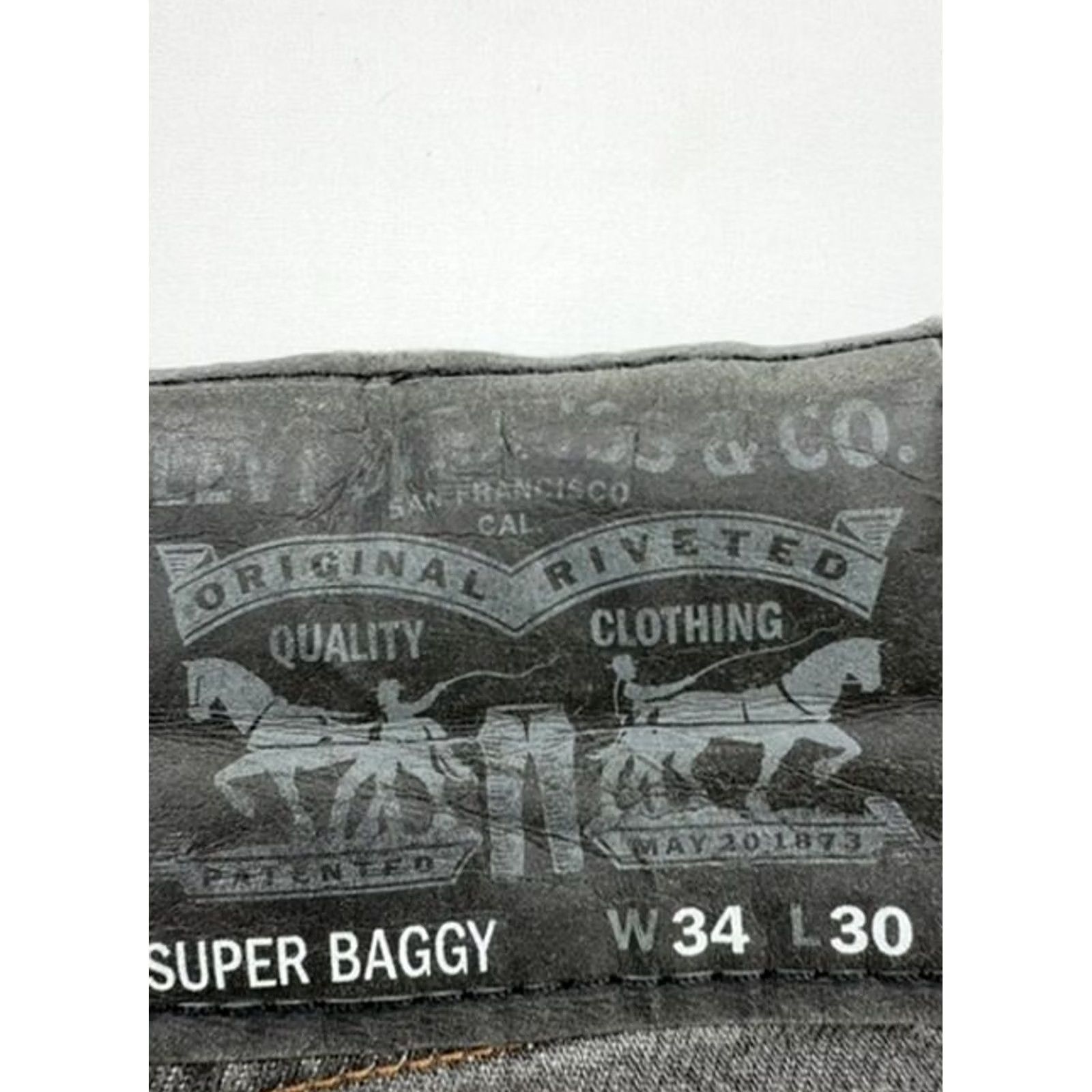 Levi's Levi's Men’s Super Baggy Gray Denim Jeans 34x30 Jeans Mens 34 Gray Size US 34 / EU 50 - 3 Thumbnail