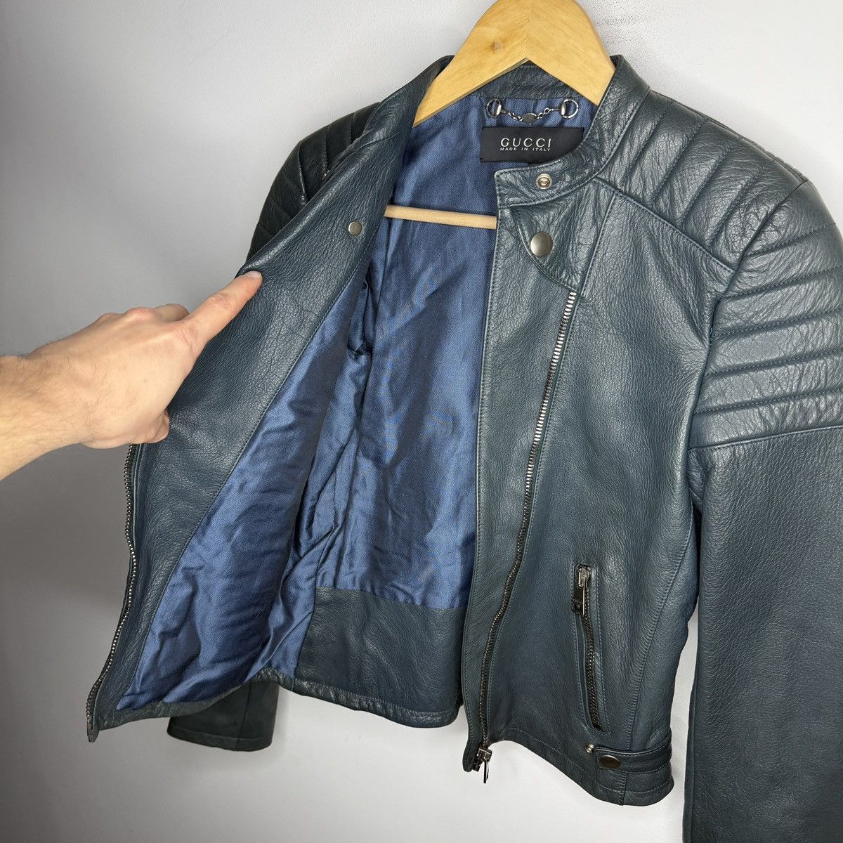 Gucci Gucci Leather Jacket Biker by Tom Ford Y2K Size S / US 4 / IT 40 - 13 Thumbnail