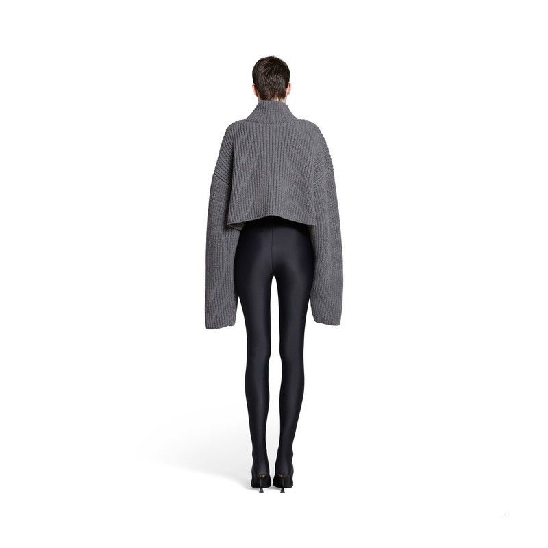 Balenciaga o1srvl11e1025 Cropped Sweater in Grey Size L / US 10 / IT 46 - 4 Thumbnail