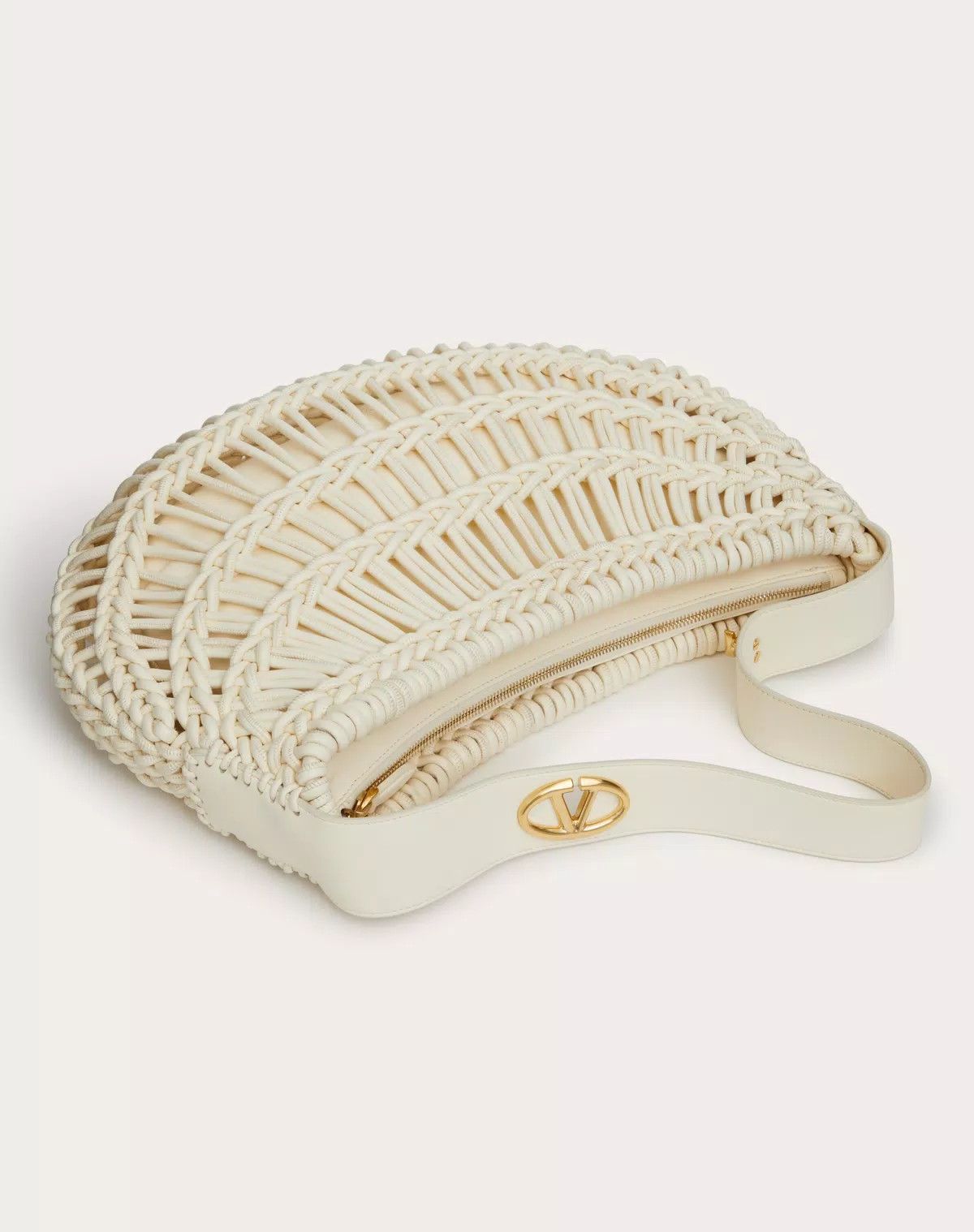 Valentino oc11z0725 Size:OS/Allknots Woven Leather Hobo Bag in White Size ONE SIZE - 5 Thumbnail