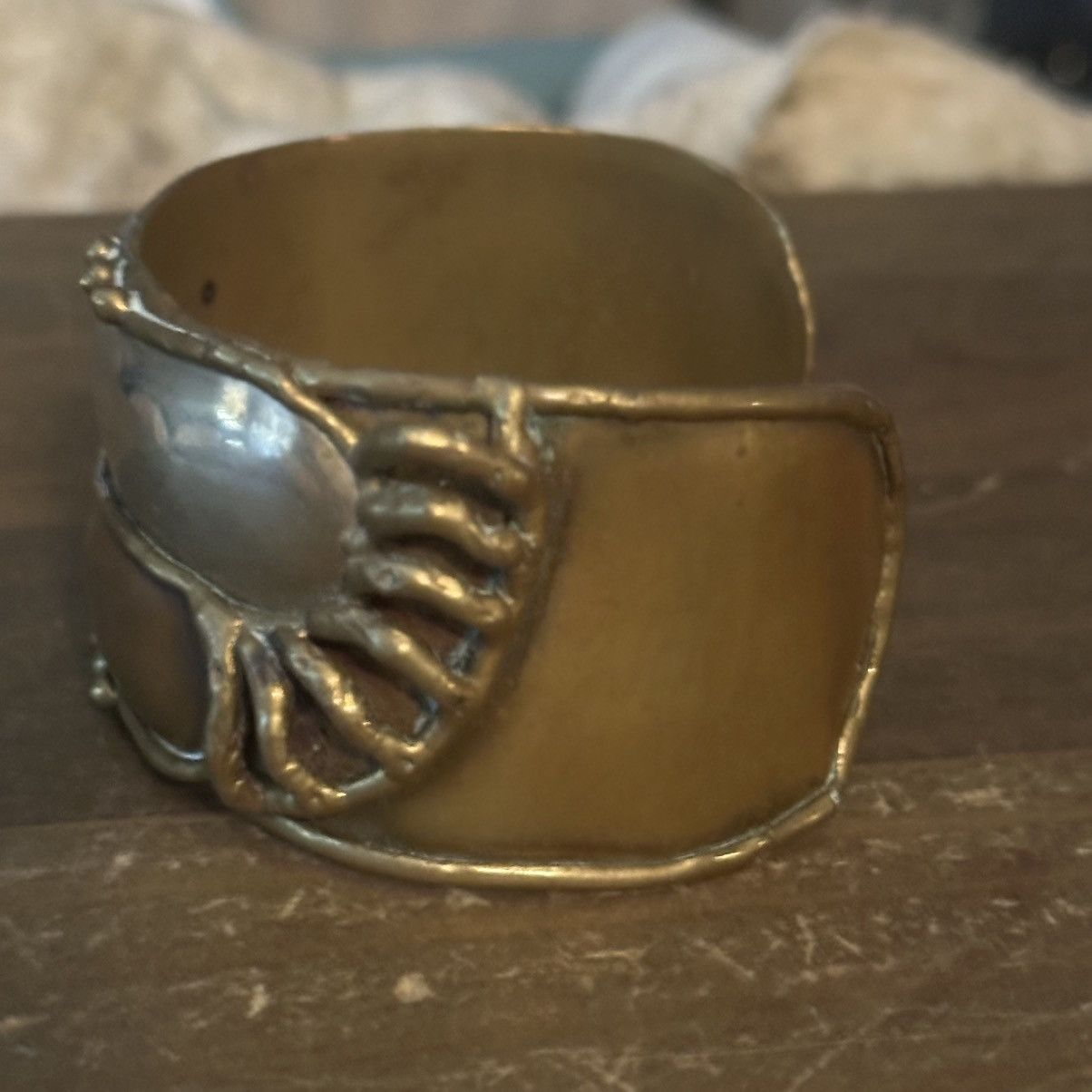 Vintage Vintage Artisan brass and copper wide cuff bracelet Size ONE SIZE - 5 Thumbnail