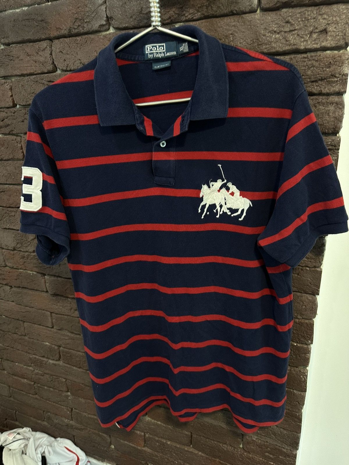 Pre-owned Polo Ralph Lauren X Vintage Polo Ralph Laurent Big Logo Y2k Striped Custom Fit In Blue