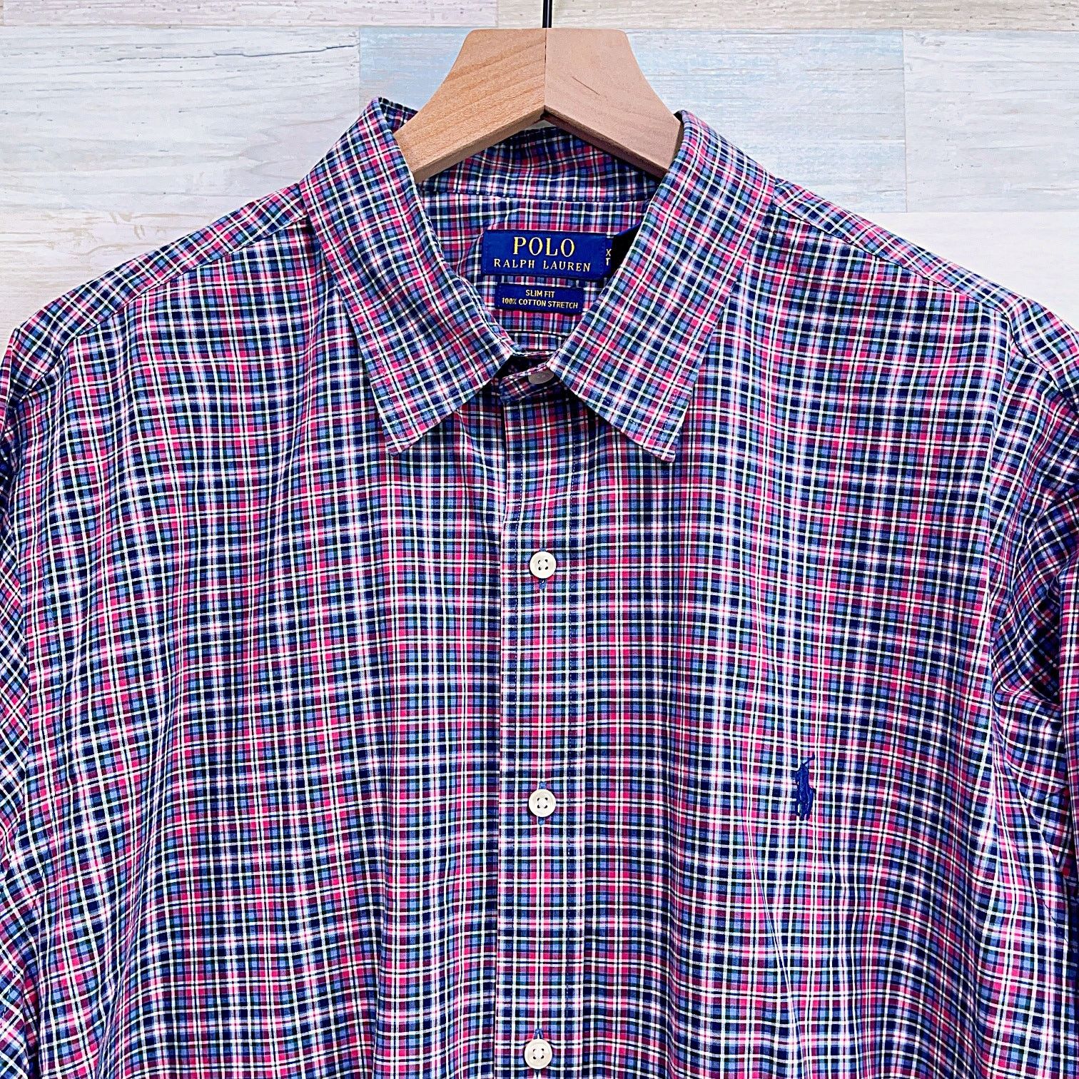 Polo Ralph Lauren POLO Ralph Lauren Slim Cotton Stretch Shirt Blue Plaid XXL Size US XXL / EU 58 / 5 - 2 Thumbnail