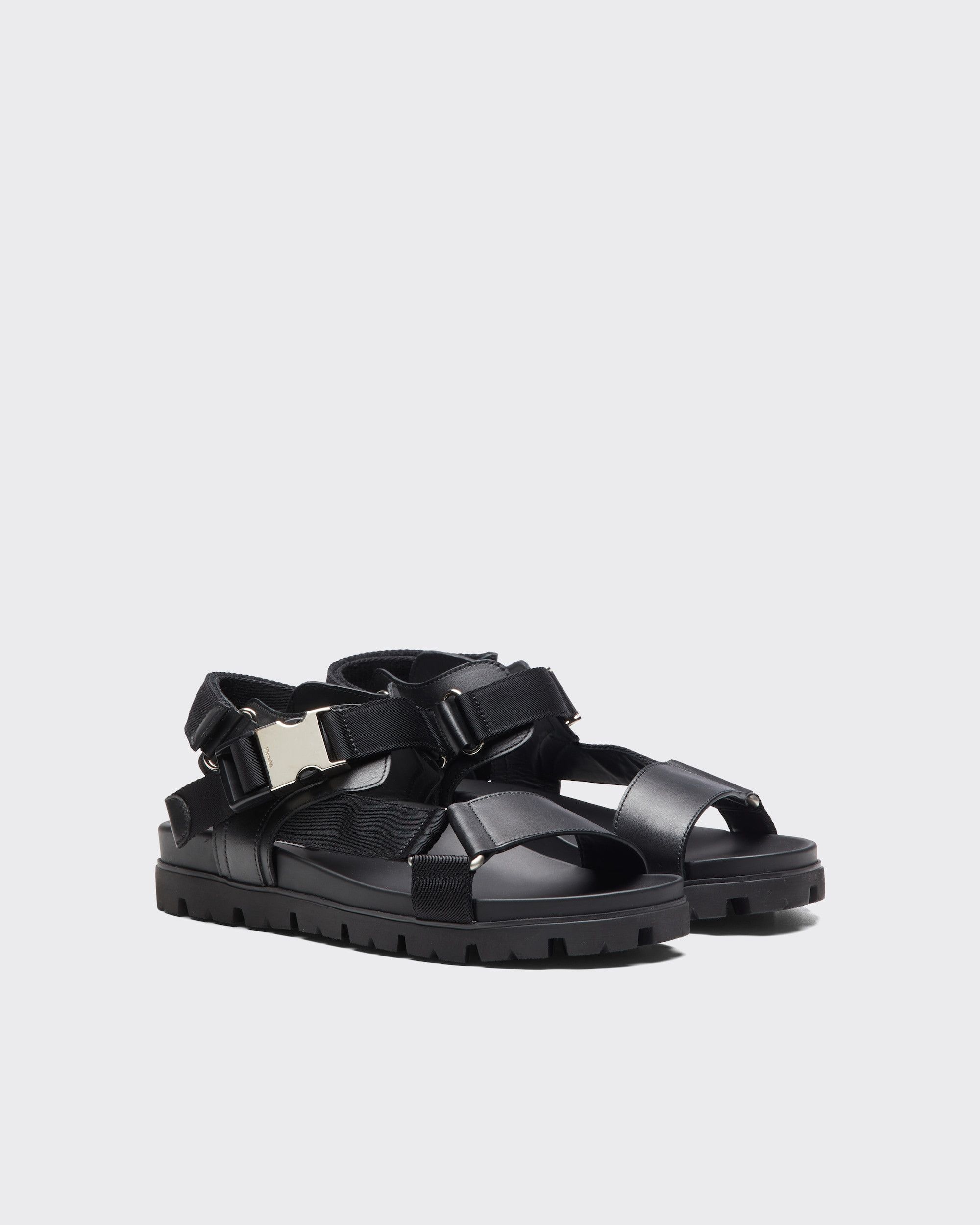 image of Prada Buckle Strapped Sandals in Black, Men's (Size 8)