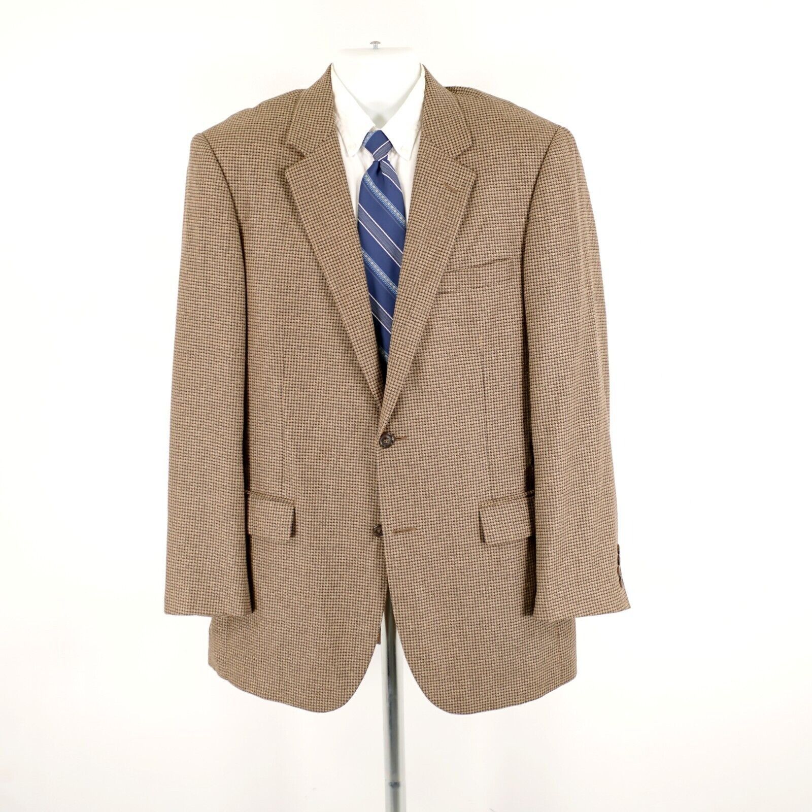 Jos. A. Bank Jos A Bank Wool Silk Blue Brown Tan Check Sport Coat 42L 2 B Size 42L - 4 Thumbnail