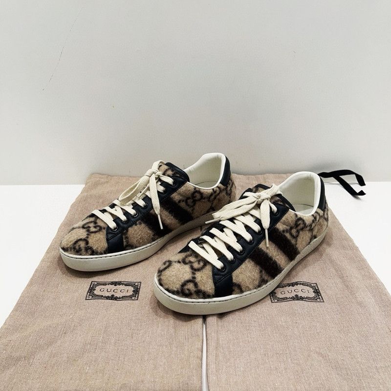 Gucci Gucci Wool Logo Sneakers in Dark Wood Color - Size US 9.5 / EU 42-43 - 2 Thumbnail