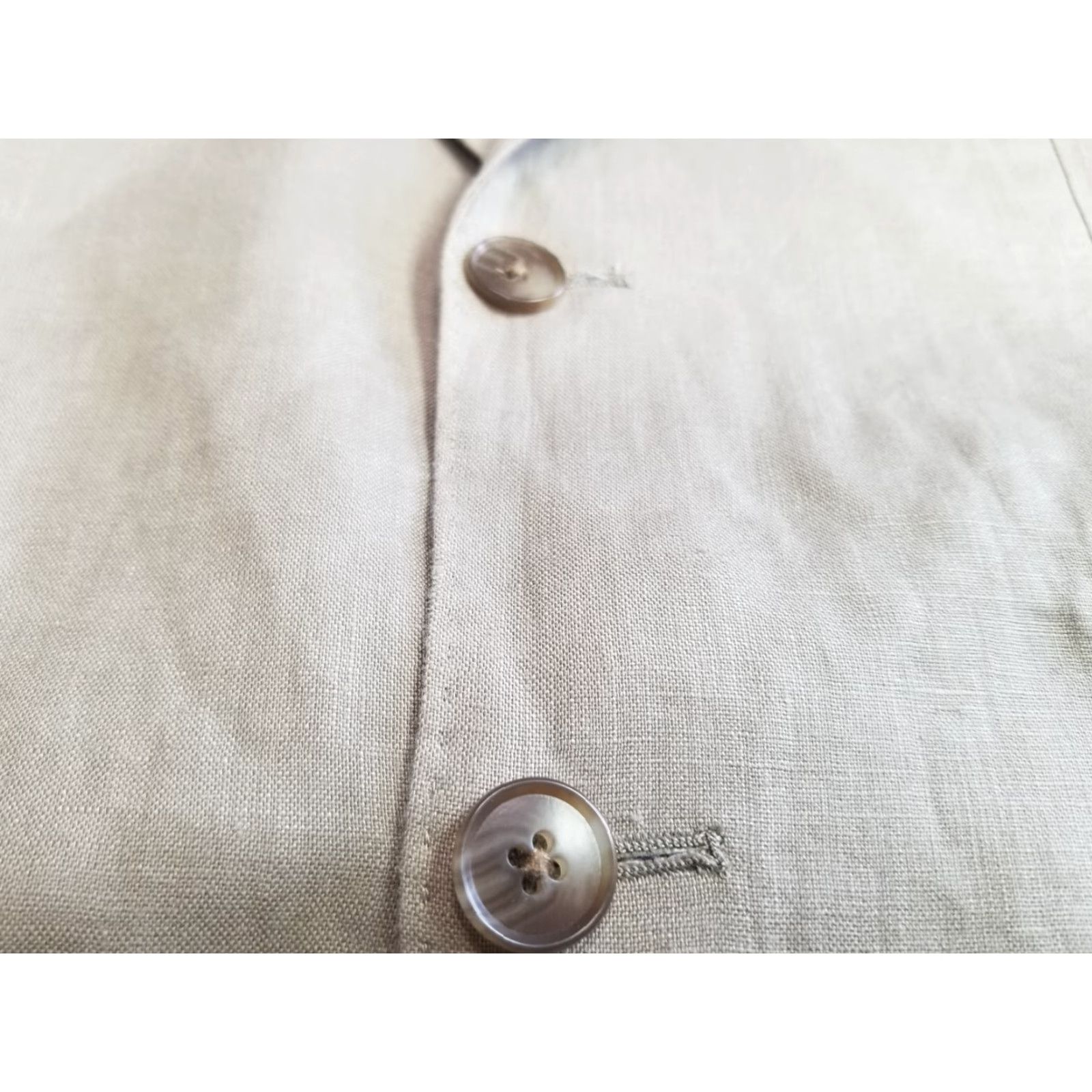 Vintage frank stella Blazer Jacket Linen 44R Beige Men Navy Nautical Resort Coastal 2 Button 4 Button Blazer Size 44R - 6 Thumbnail