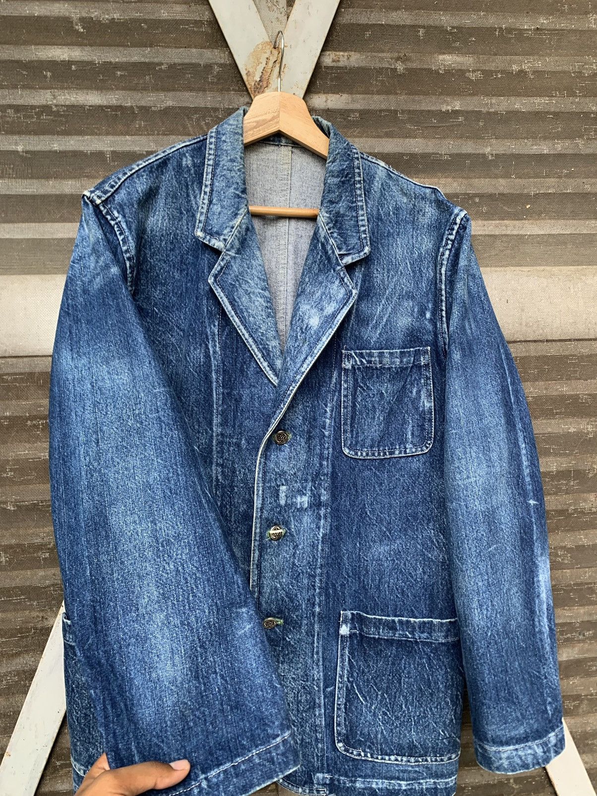 Yohji Yamamoto 👹VINTAGE YOHJI YAMAMOTO DENIM BLAZER JACKET Size US M / EU 48-50 / 2 - 5 Thumbnail
