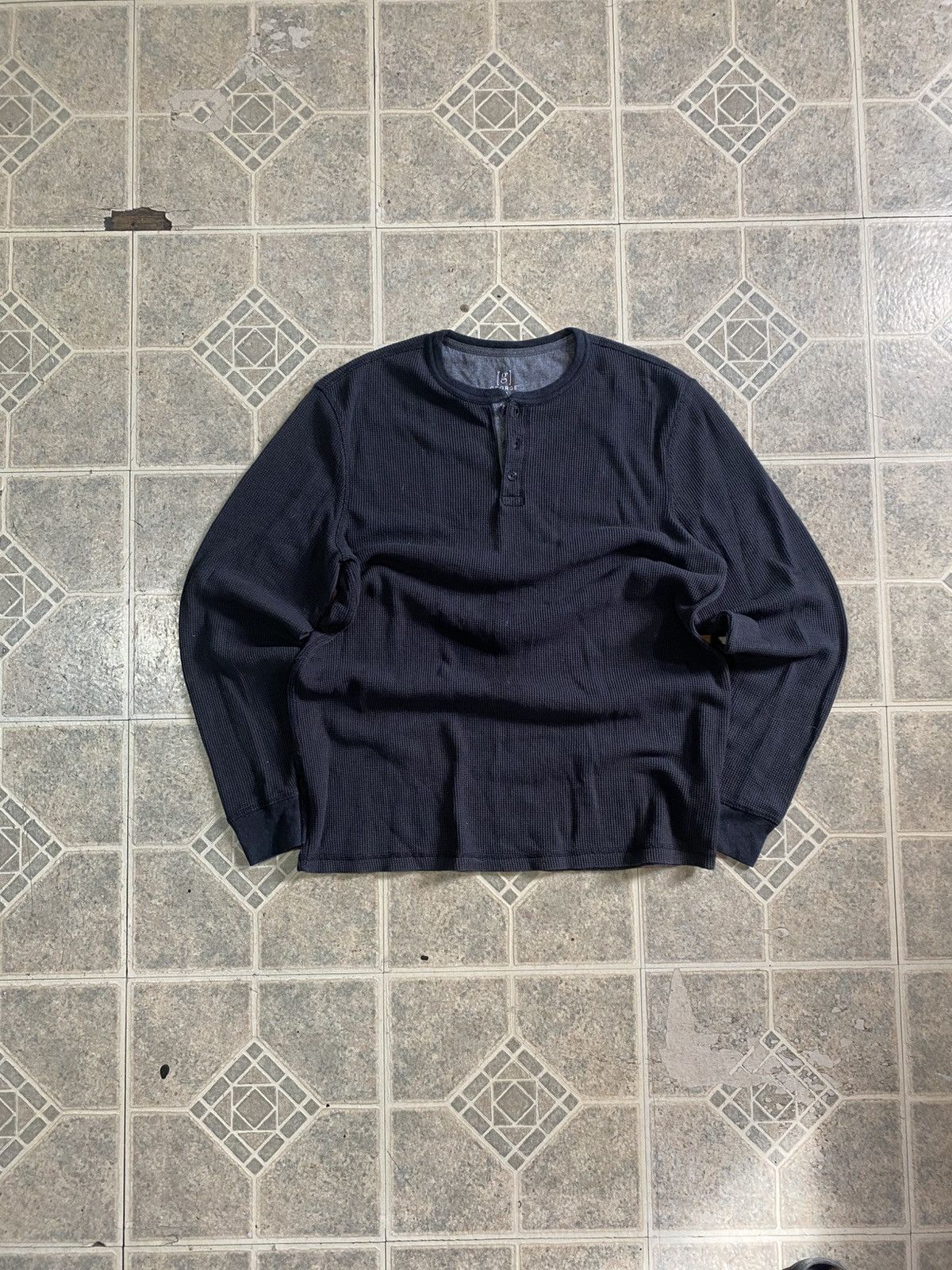 Other Vintage Y2K waffle knit thermal long sleeve Henley black Size US L / EU 52-54 / 3 - 1 Thumbnail