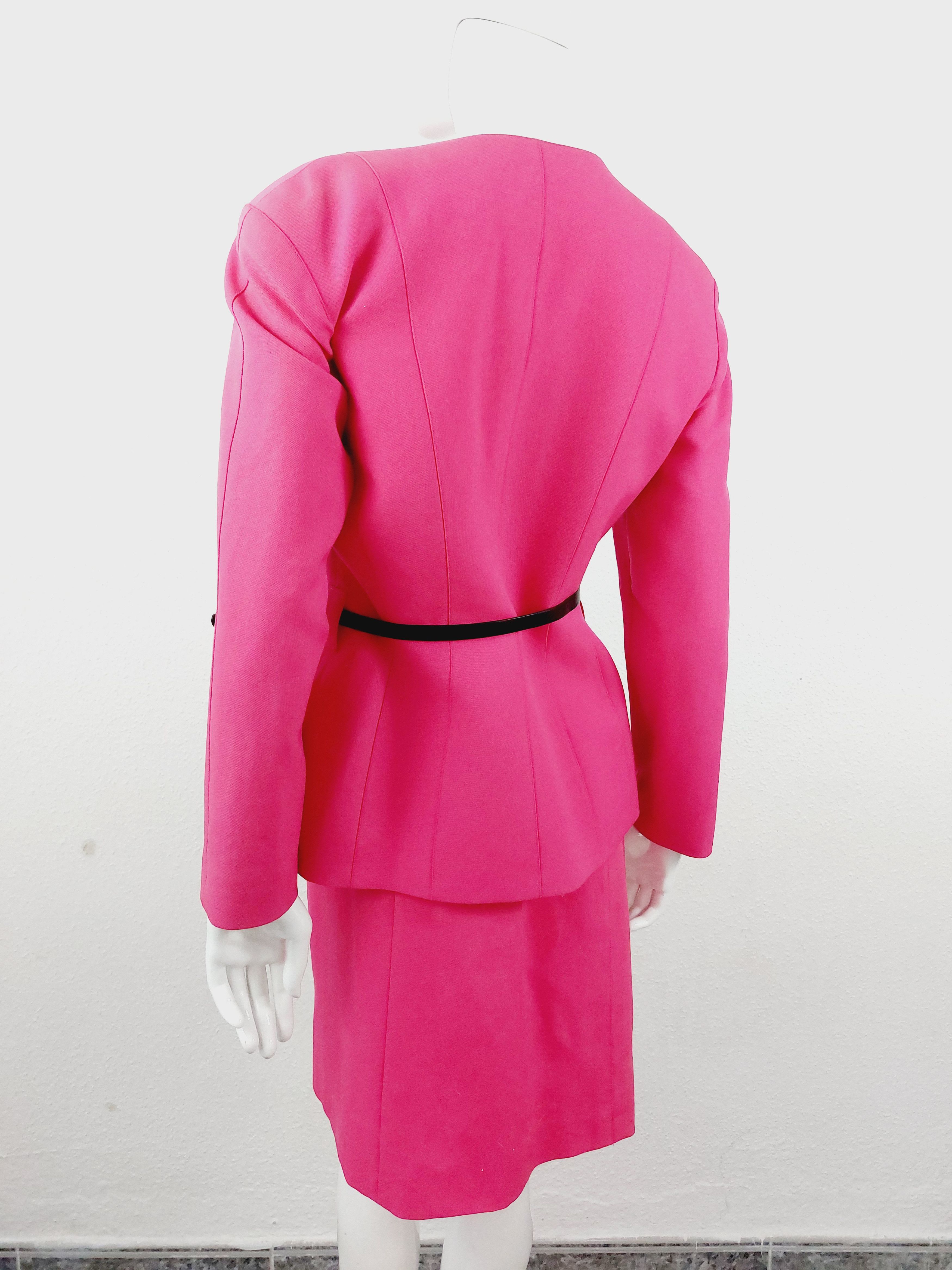 Thierry Mugler Thierry Mugler 1980s Hot Pink Sculptural Suit Set Blazer Size M / US 6-8 / IT 42-44 - 14 Thumbnail