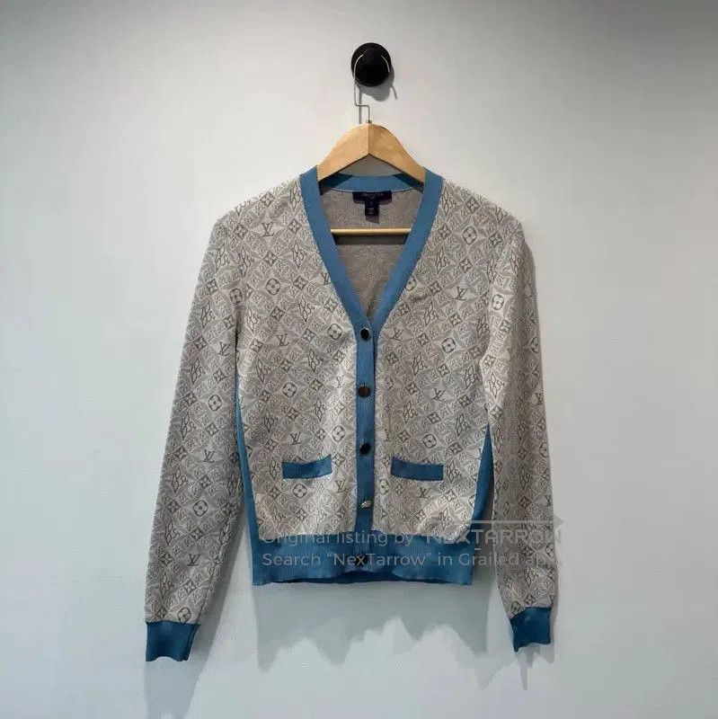 Louis Vuitton Louis Vuitton Gray Cotton Monogram Cardigan . Size S / US 4 / IT 40 - 1 Thumbnail