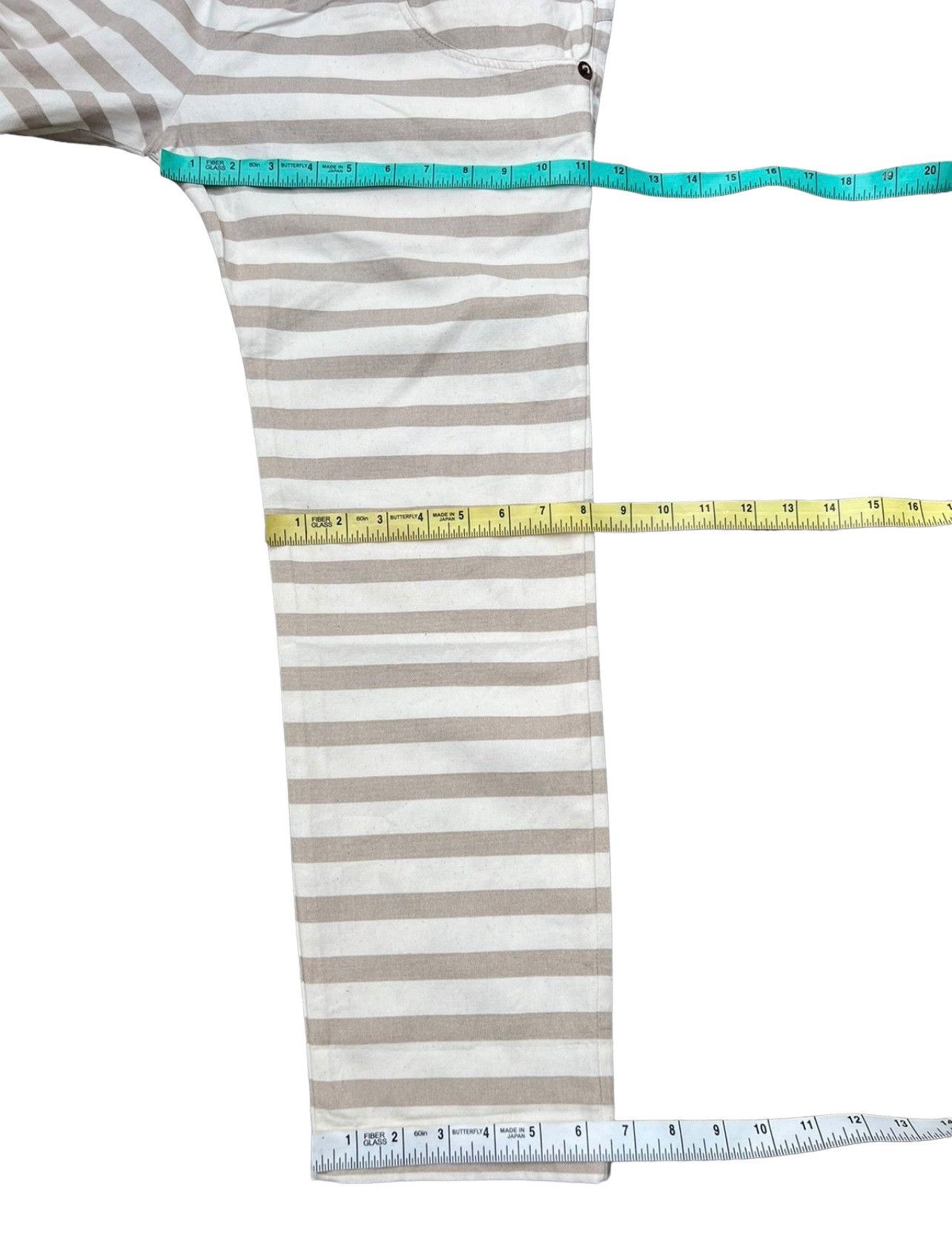 Vintage The Candy Japan Border Striped Cropped Pant Drop Crotch Size US 31 - 4 Thumbnail