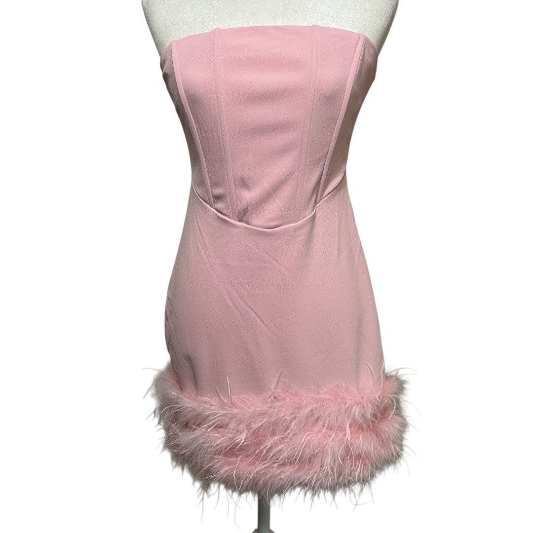 Lulus Lulus Fabulous Delight Light Pink Strapless Bustier Feather Size M / US 6-8 / IT 42-44 - 1 Thumbnail