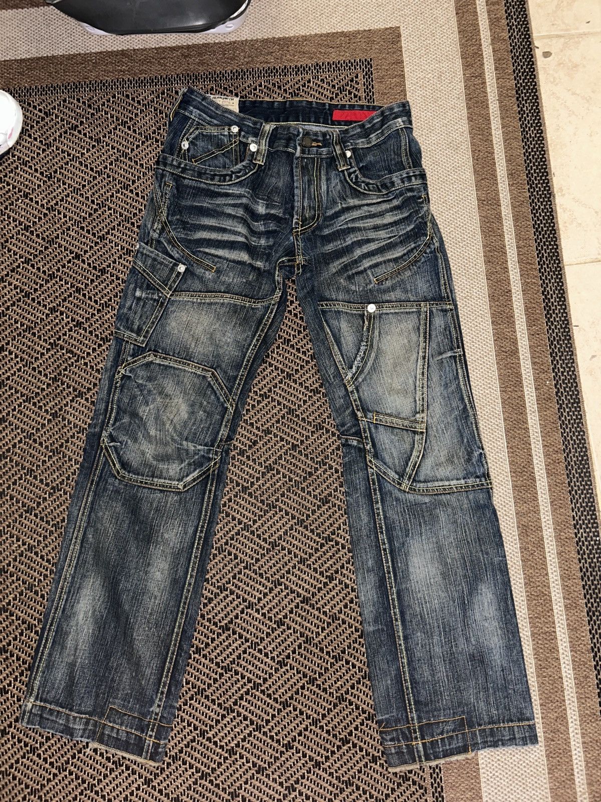 TOUGH Jeansmith Streetwear Patchwork Bootcut Denim Jeans