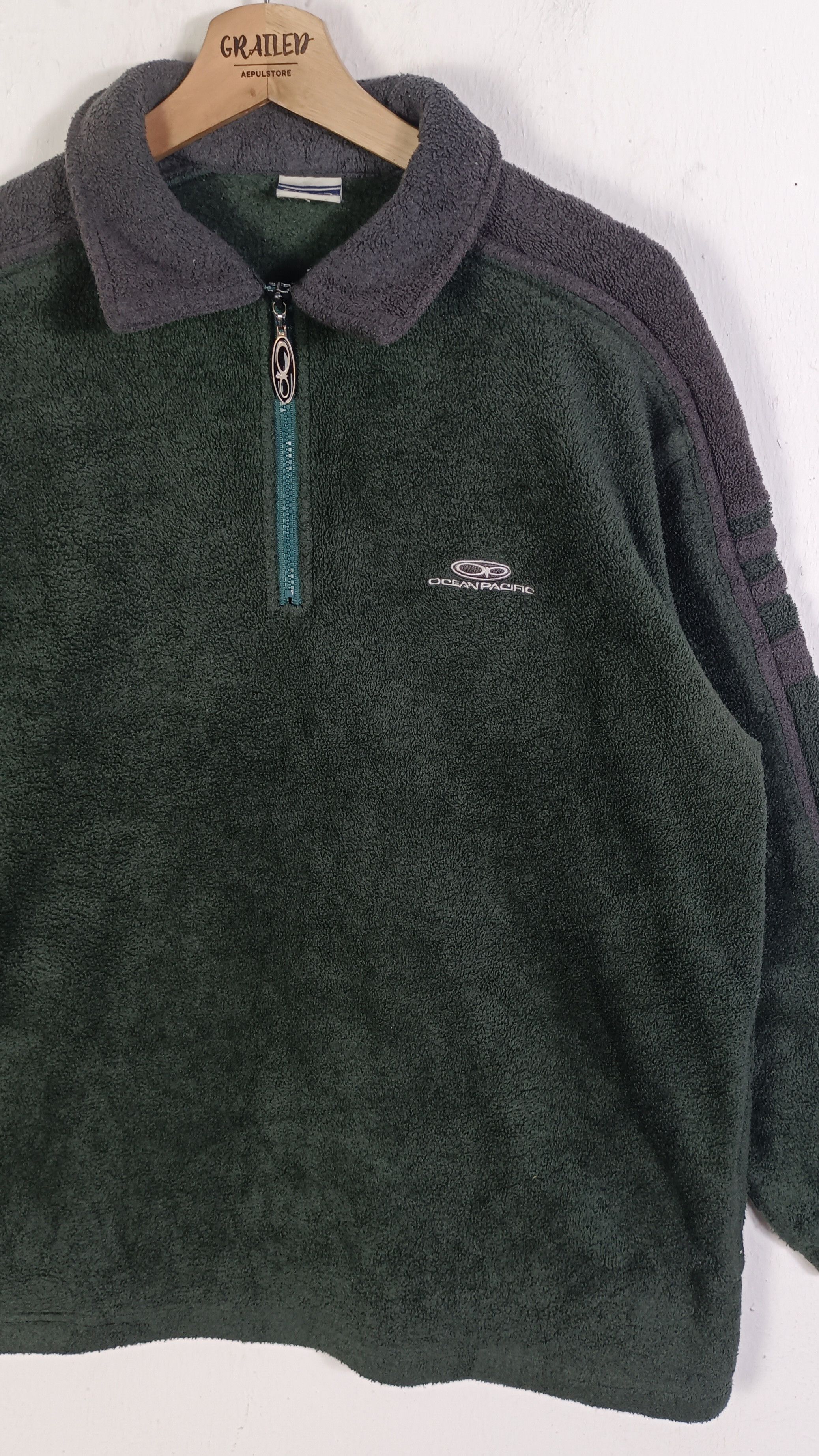 Ocean Pacific Vintage 90s Ocean Pacific Surfboard Fleece Halfzipper Jacket Size US L / EU 52-54 / 3 - 3 Thumbnail