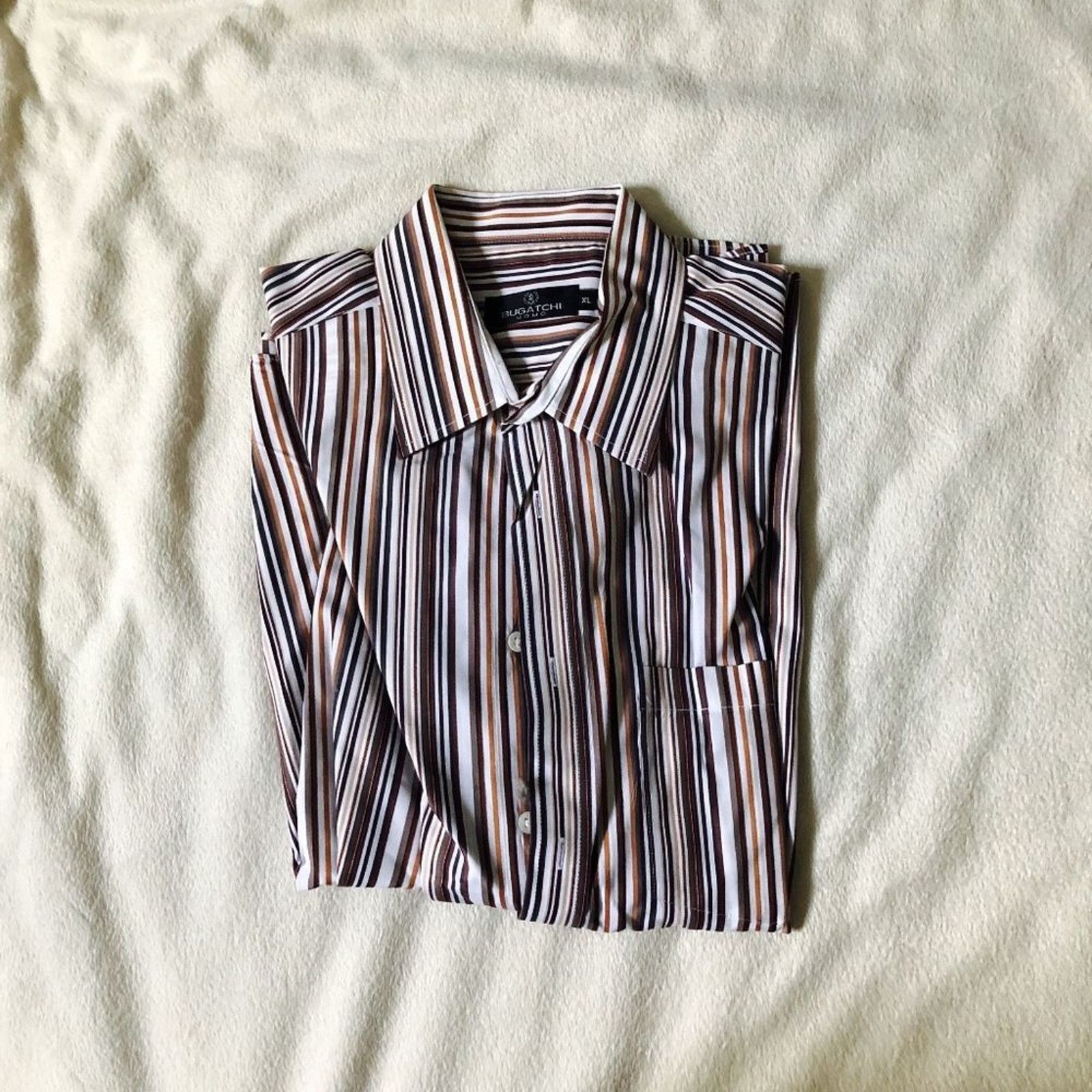 BUGATCHI Bugatchi Uomo Brown Striped Button-Down Shirt | Sz XL Size US XL / EU 56 / 4 - 5 Thumbnail