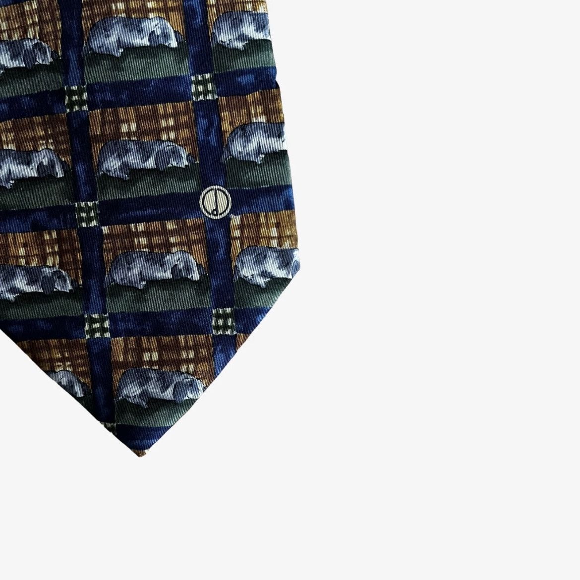 Alfred Dunhill Vintage 80s Burberry Slim Tie With Embroidered Knight Crest Size ONE SIZE - 3 Thumbnail