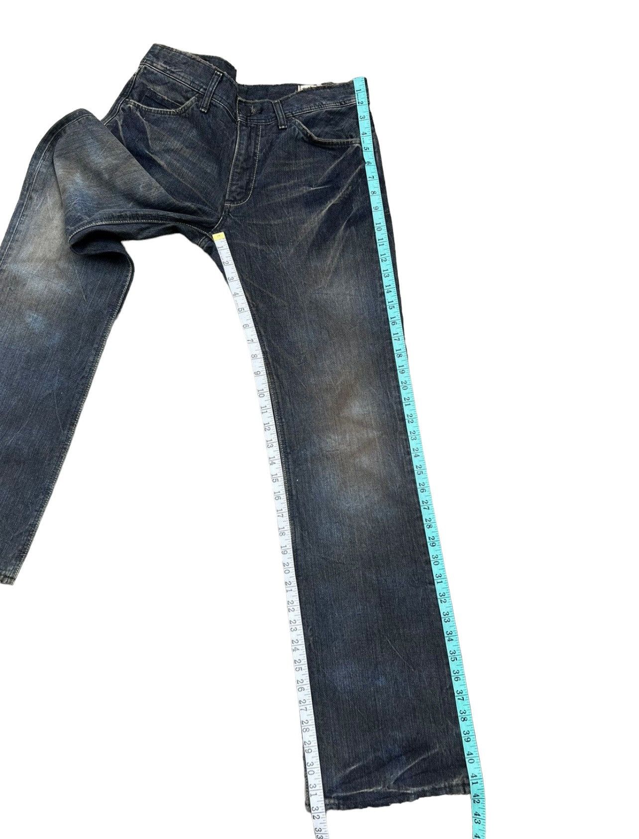 Beams Plus Lee X Abx Japan Distressed Mud Washed Denim Flare Jeans Size US 31 - 5 Thumbnail