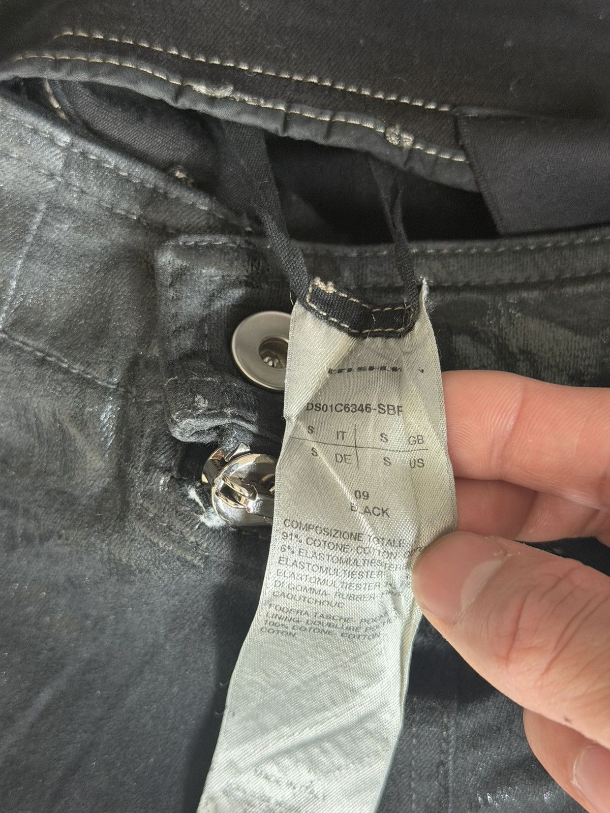 Rick Owens Foil Waxed Aircut Denim Skirt S Size 27" / US 4 / IT 40 - 4 Thumbnail