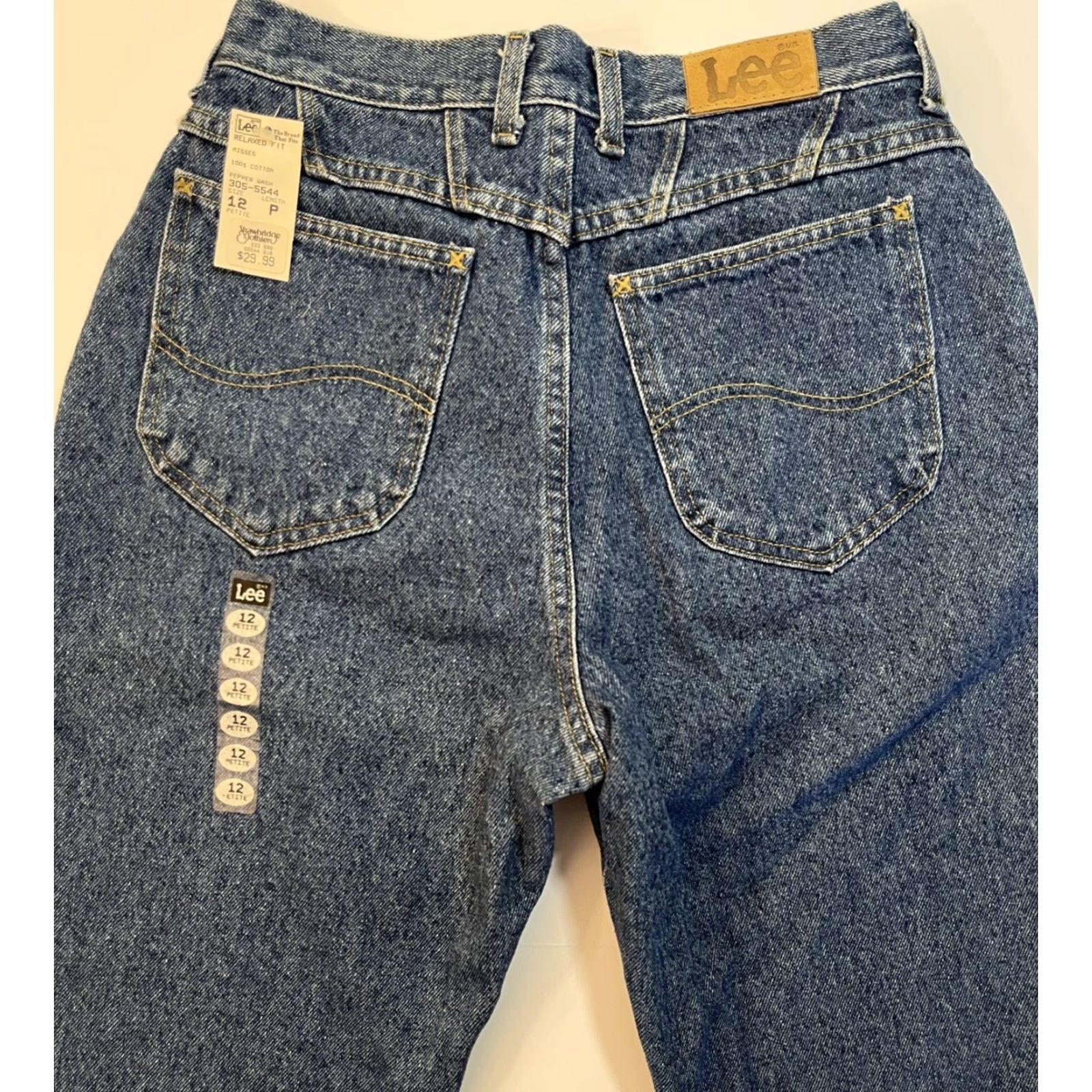 Lee VINTAGE Lee Rider Jeans Womens High Rise Mom Denim Blue 12P Petite 30in Inseam USA 80s 90s Size 34" / US 12 / IT 48 - 4 Thumbnail