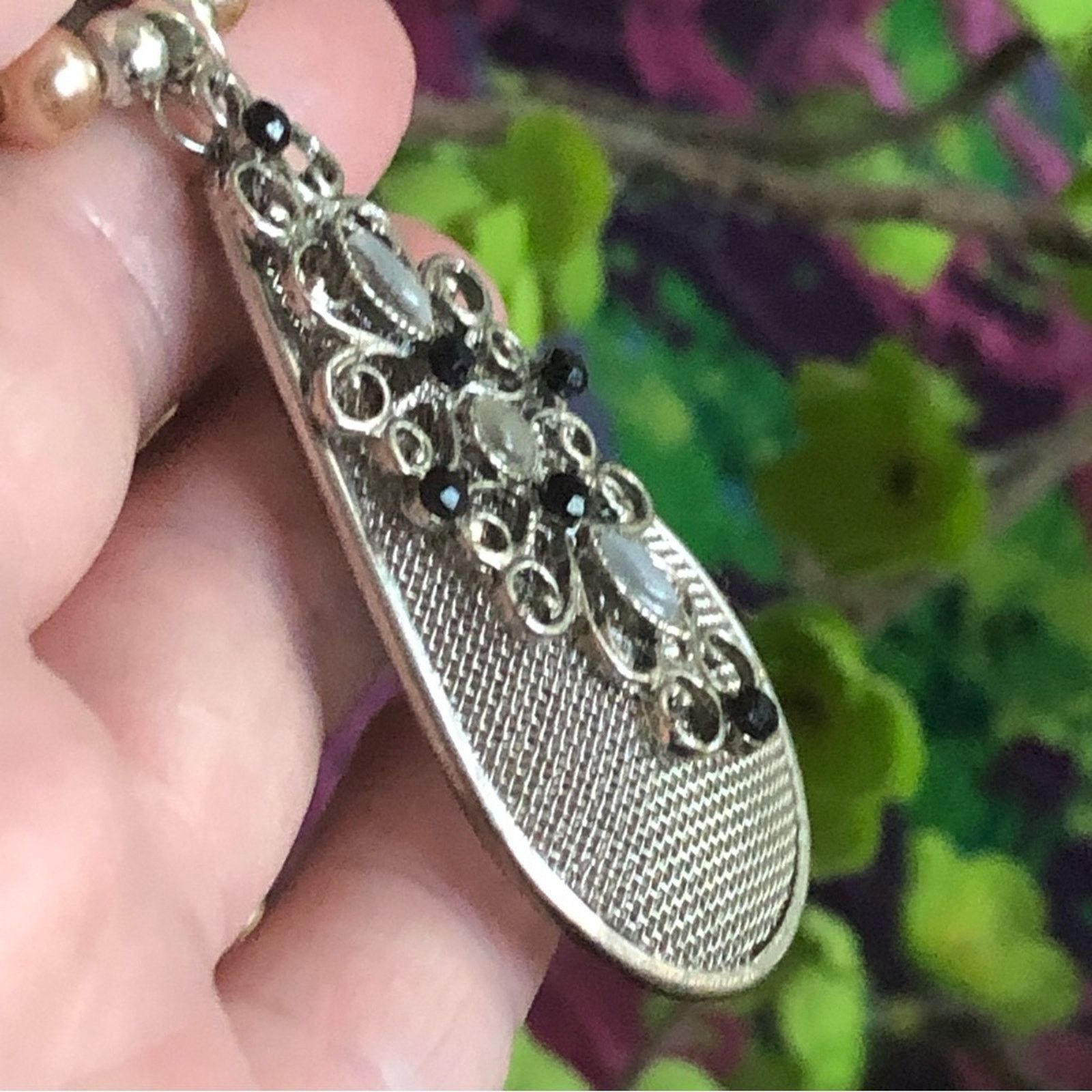 Handmade Handcrafted repurpose stone filigree Pearl necklace Size ONE SIZE - 10 Thumbnail