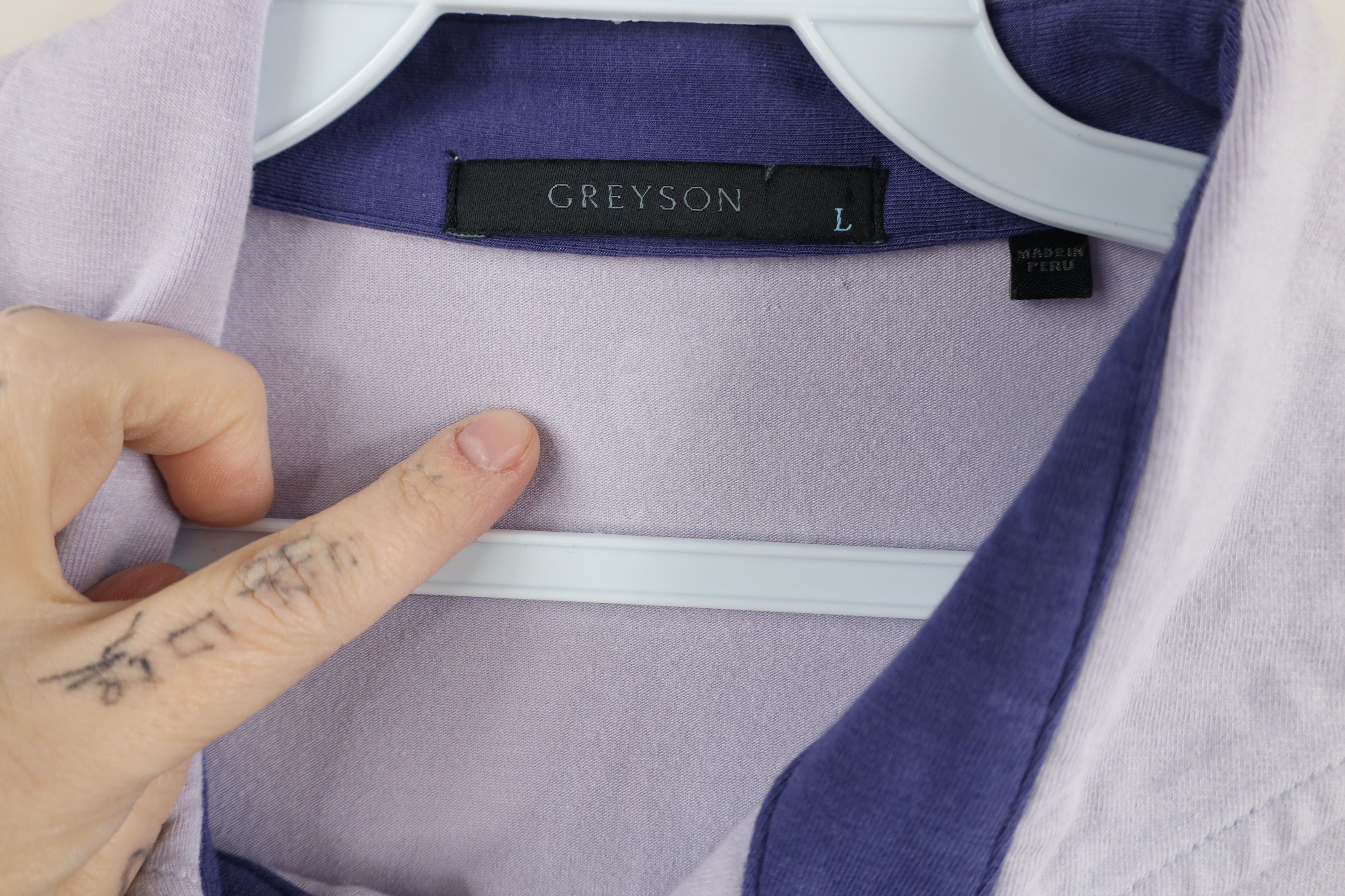 Vintage Greyson Clothiers Long Sleeve Collared Polo Shirt Purple Size US L / EU 52-54 / 3 - 6 Thumbnail
