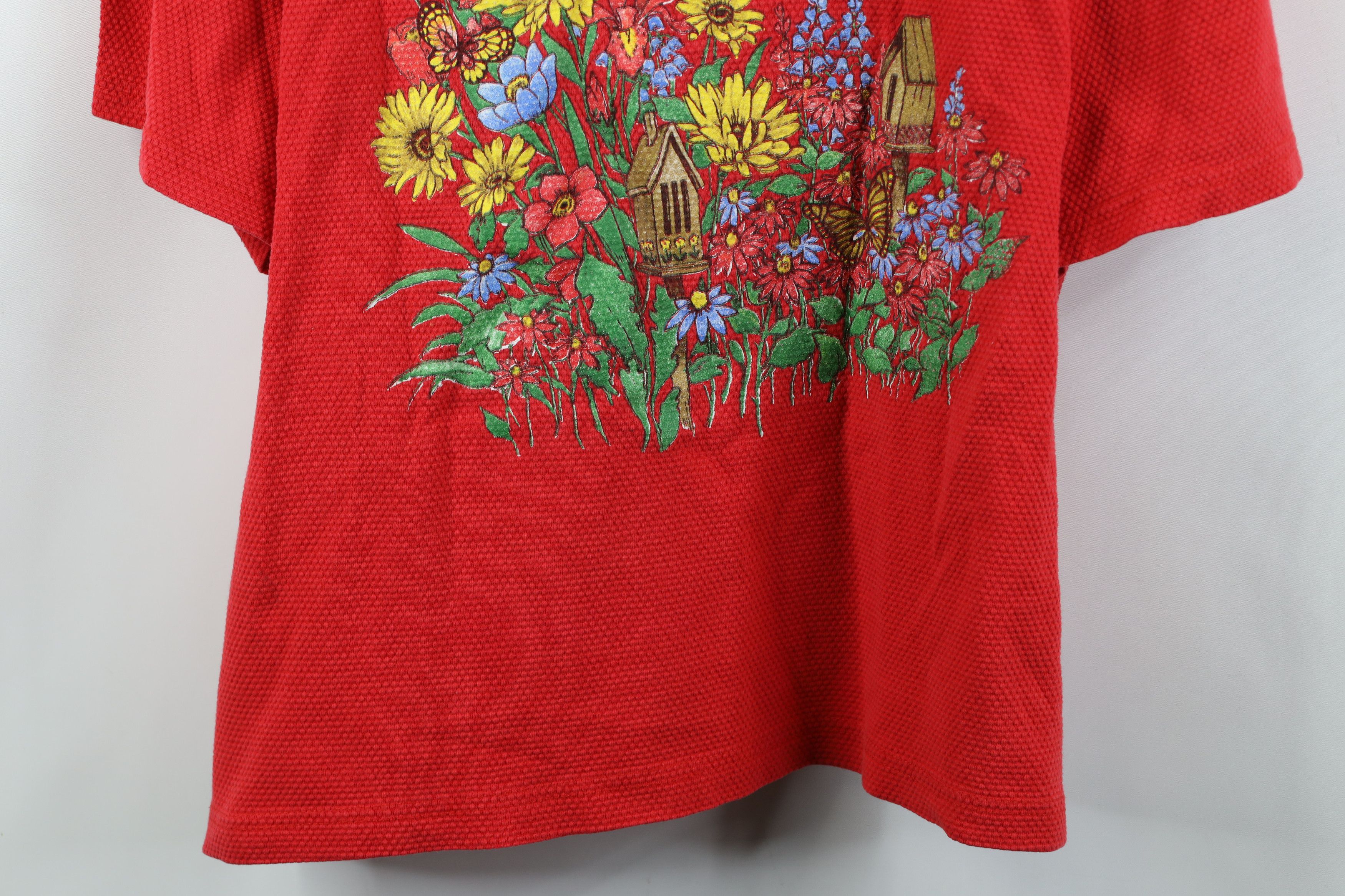 Vintage Vintage 90s Streetwear Knit Flower Butterfly T-Shirt USA Size 3XL / US 20-22 - 3 Thumbnail