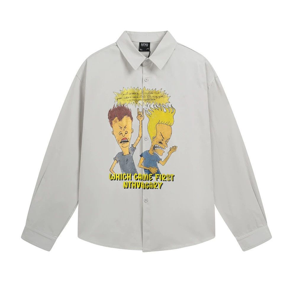 Vintage Men's fun anime cartoon print loose hip-hop shirt y2k Size US M / EU 48-50 / 2 - 1 Thumbnail