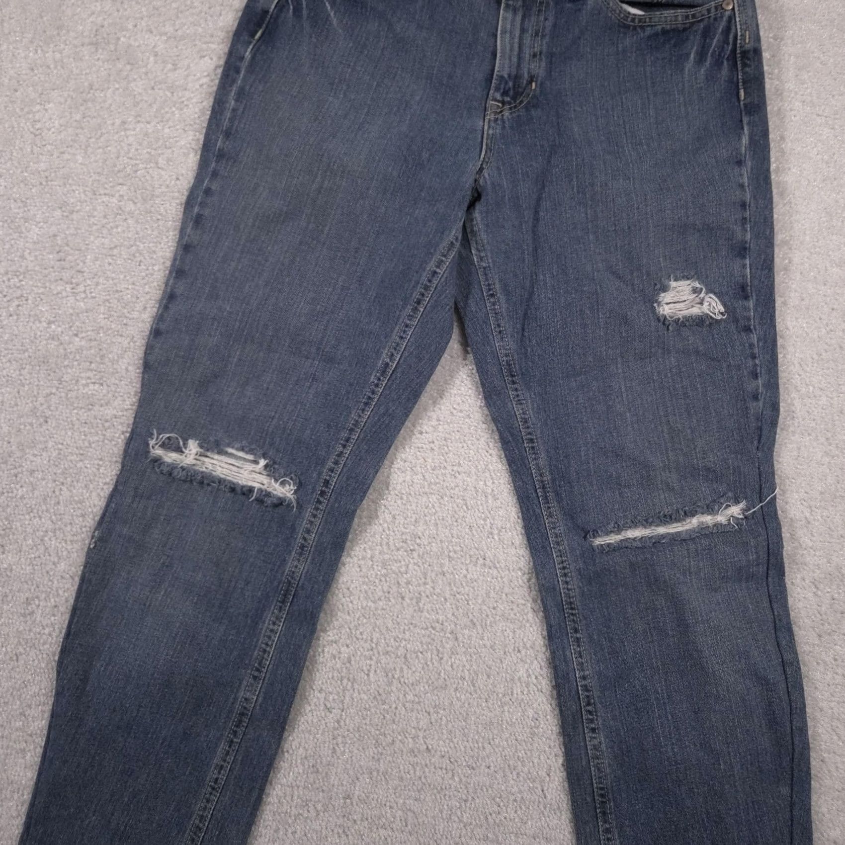 Tommy Hilfiger VINTAGE Tommy Hilfiger Jeans Womens 4 Blue Distressed High Rise Straight Leg Frayed Hem Size 27" / US 4 / IT 40 - 4 Thumbnail