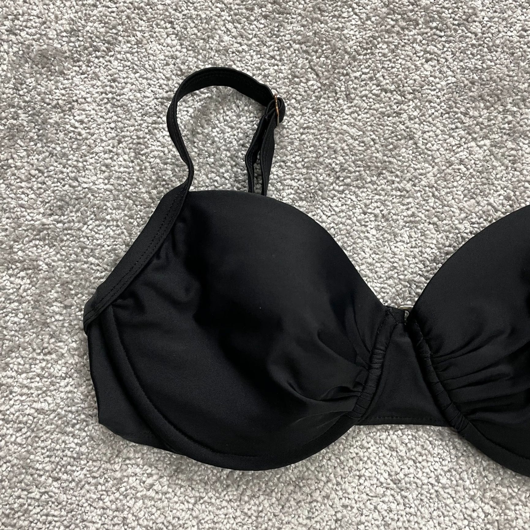 Merona VINTAGE Merona Bikini Top Womens Medium Black Spaghetti Strap Summer Beach Swimsuit Women Size M / US 6-8 / IT 42-44 - 3 Thumbnail