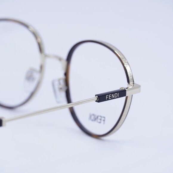 Fendi Fendi FE50052U 032 Eyeglasses Havana/Gold 51mm Round Frame Size ONE SIZE - 5 Thumbnail