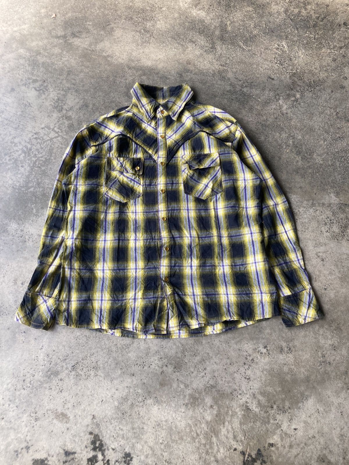 semanticdesign Semantic Design Western Plaid Shirt Snap Button Yellow Check Size US L / EU 52-54 / 3 - 1 Thumbnail