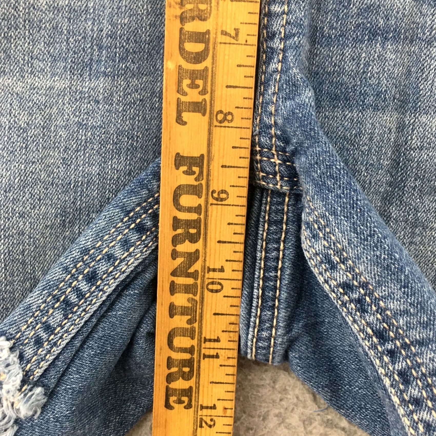 Vintage Seven7 Cut Off Shorts Womens 6 Blue Distressed Denim High Rise Zip Fly Raw Hem Size 28" / US 6 / IT 42 - 6 Thumbnail