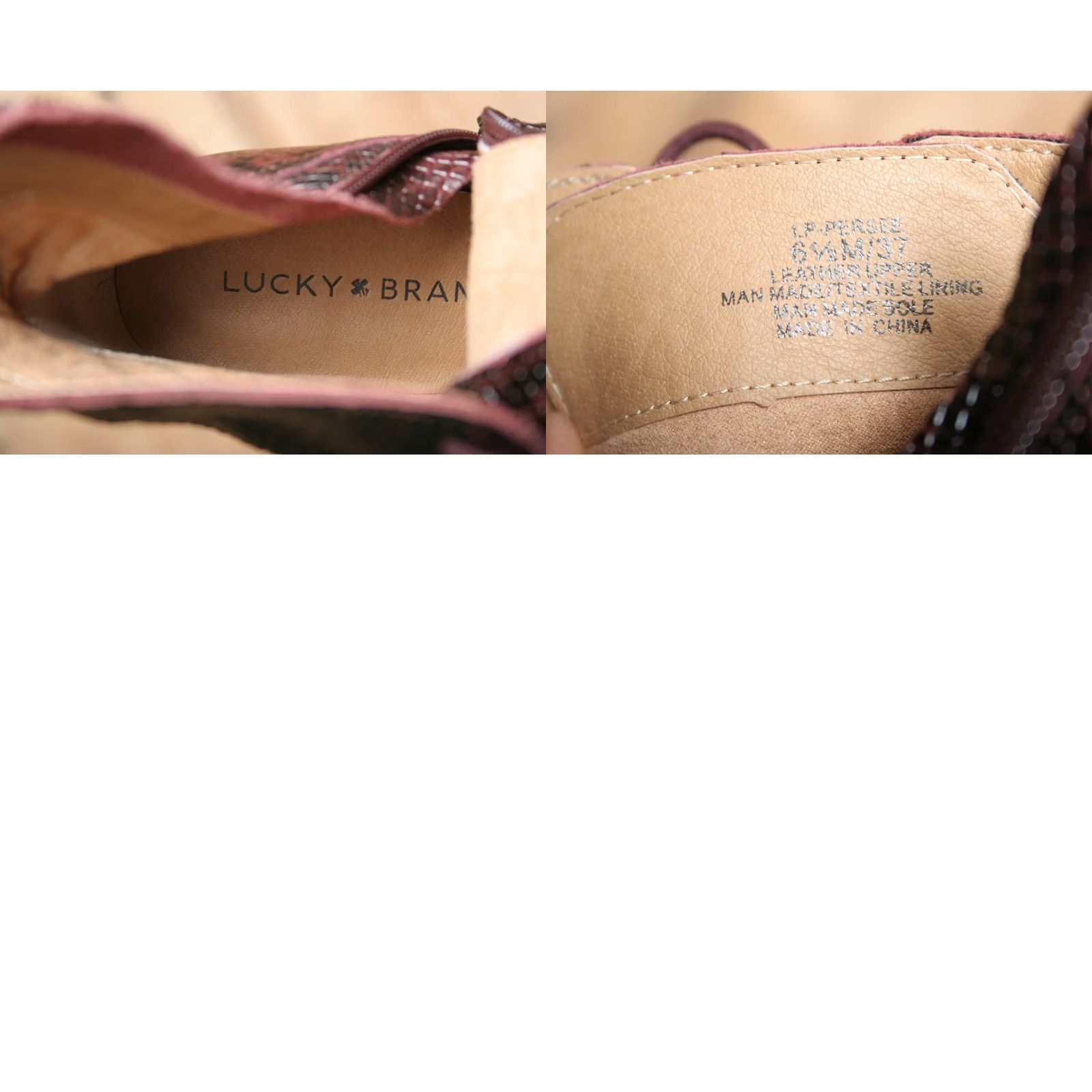 Lucky Brand LUCKY BRAND Persee Burgundy Snake Print Leather Bootie Sz. 6.5 M Womens Shoes Size US 7 / IT 37 - 8 Thumbnail