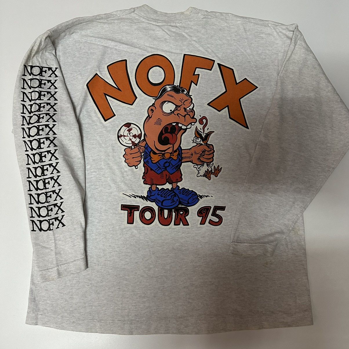 Image of Band Tees x Vintage Nofx Tour Vintage 90’S Long-Sleeve Shirt in Grey, Men's (Size XL)