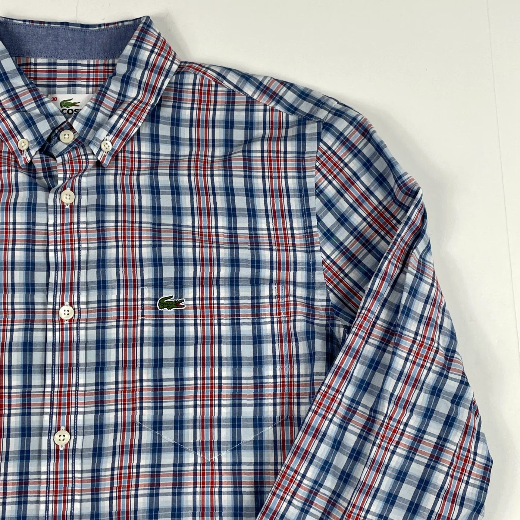 Lacoste Lacoste Shirt Mens 38 Blue Plaid Button-Down Long Sleeve Casual Workwear Preppy Crocodile Size US M / EU 48-50 / 2 - 3 Thumbnail