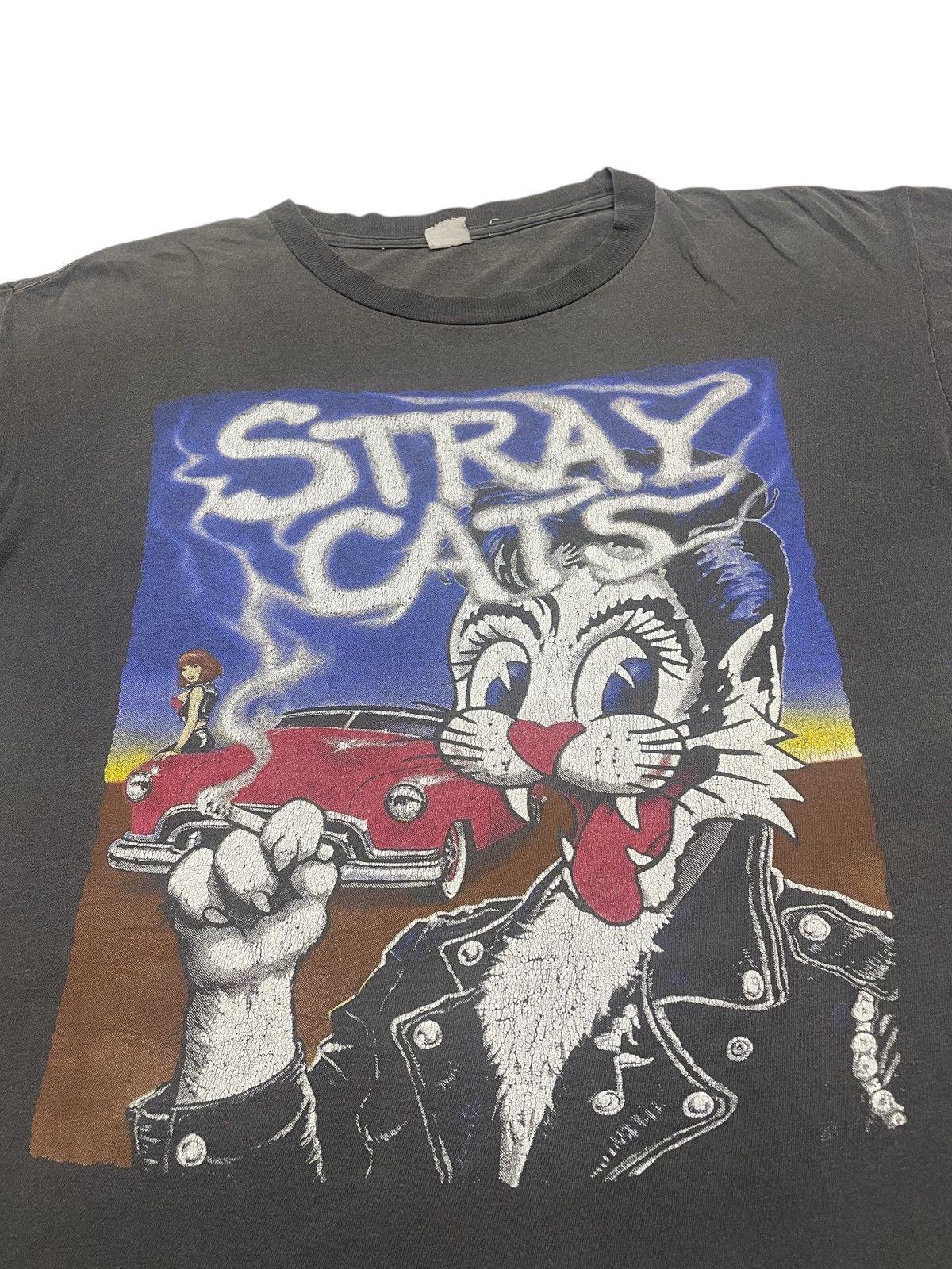 Vintage Rockabilly STRAY CATS LetsGoFaster Sunfaded T-shirt