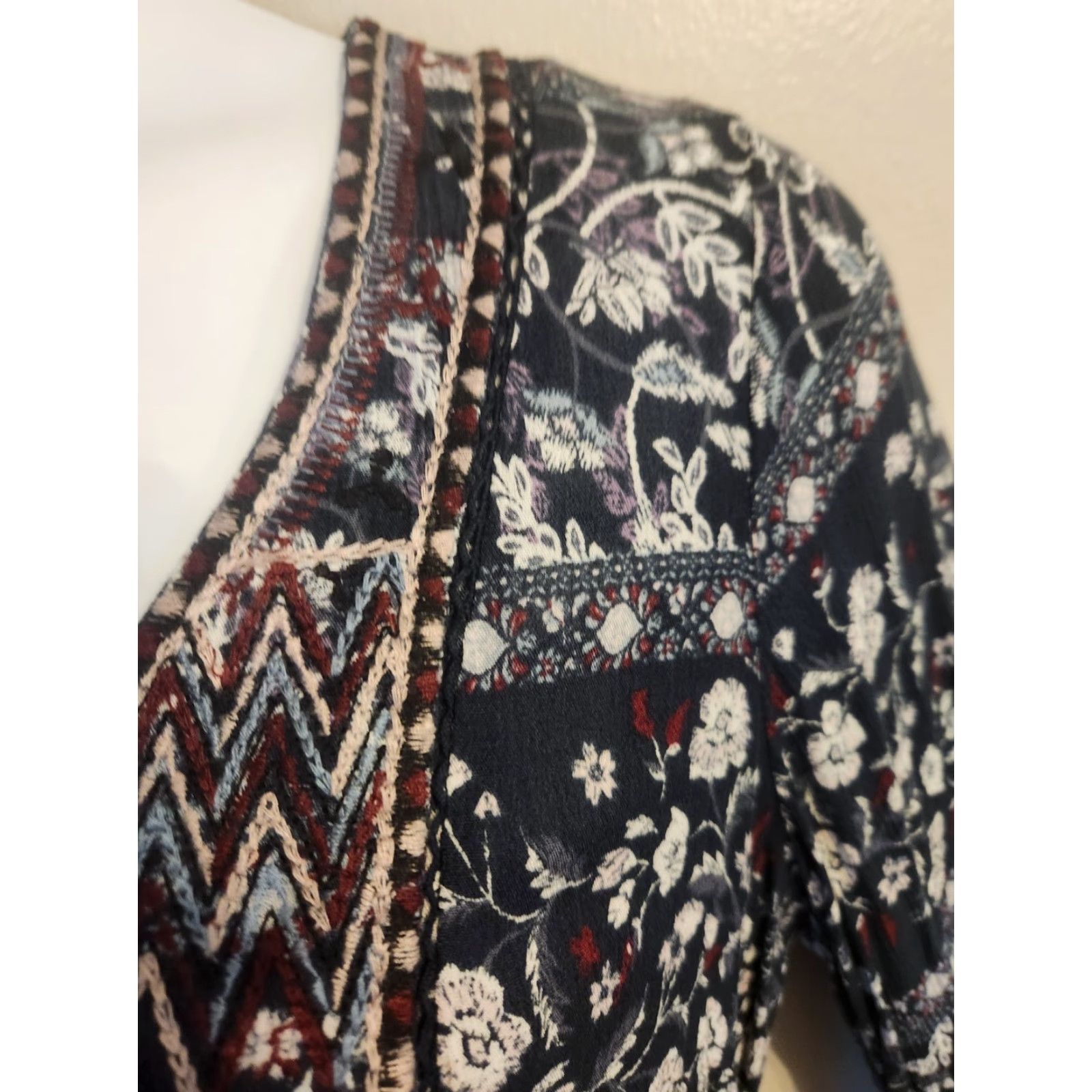 Vintage Knox Rose Embroidered Trim Floral Shift Dress Hippie Boho 2X Size XXL / US 16-18 / IT 52-54 - 3 Thumbnail