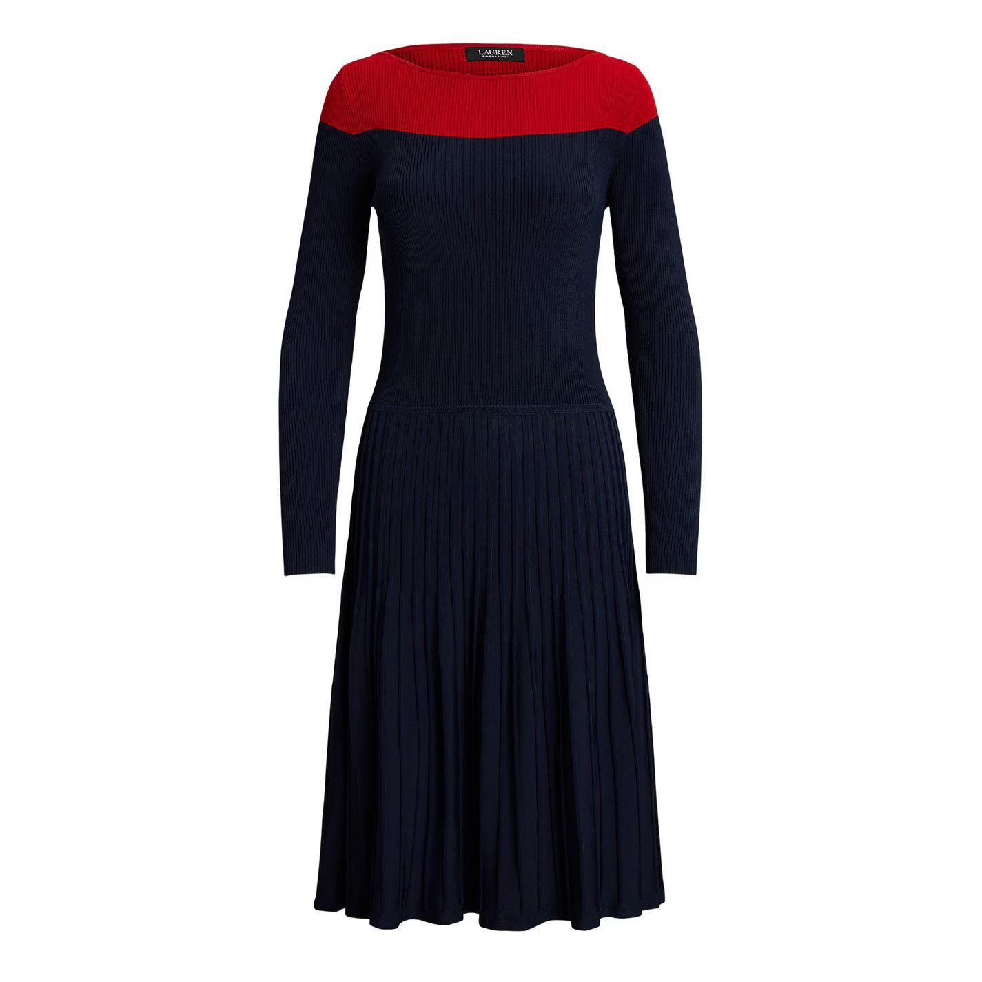 Lauren Ralph Lauren o1g2r1mq0825 Pointelle Knit Dress in Navy/Red Size XS / US 0-2 / IT 36-38 - 1 Thumbnail